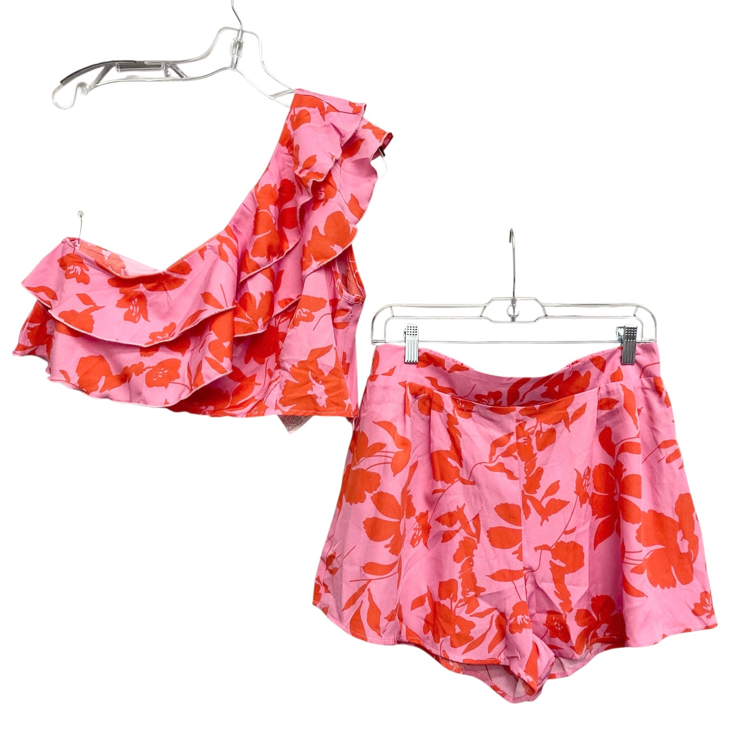 Shorts Set By Shein In Orange & Pink, Size:10