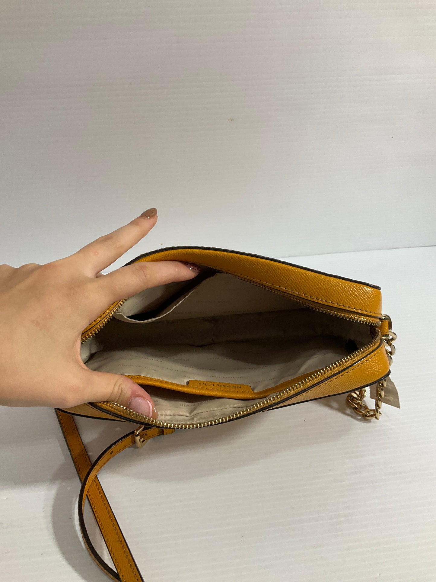 Crossbody Designer By Michael Kors In Yellow, Size:Medium