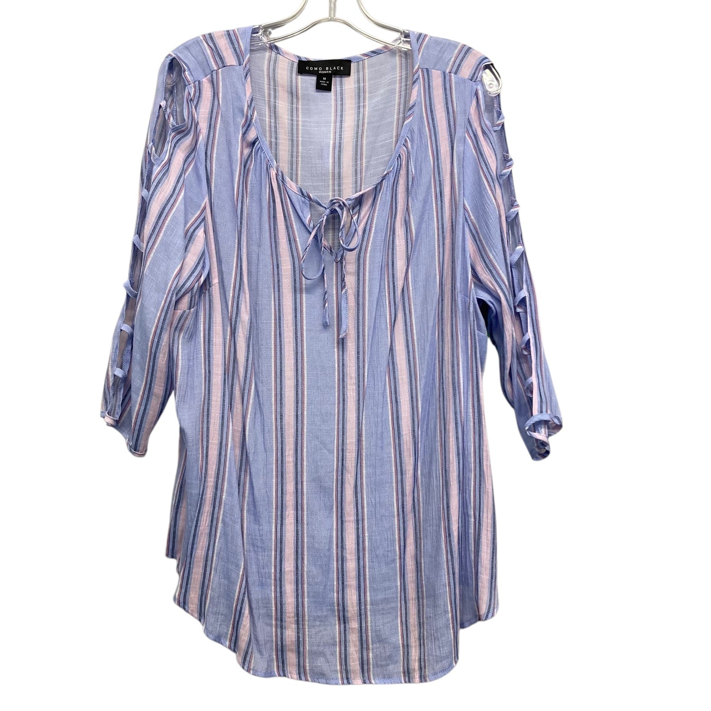 Top Ls By Como Black In Blue & Pink, Size:1X