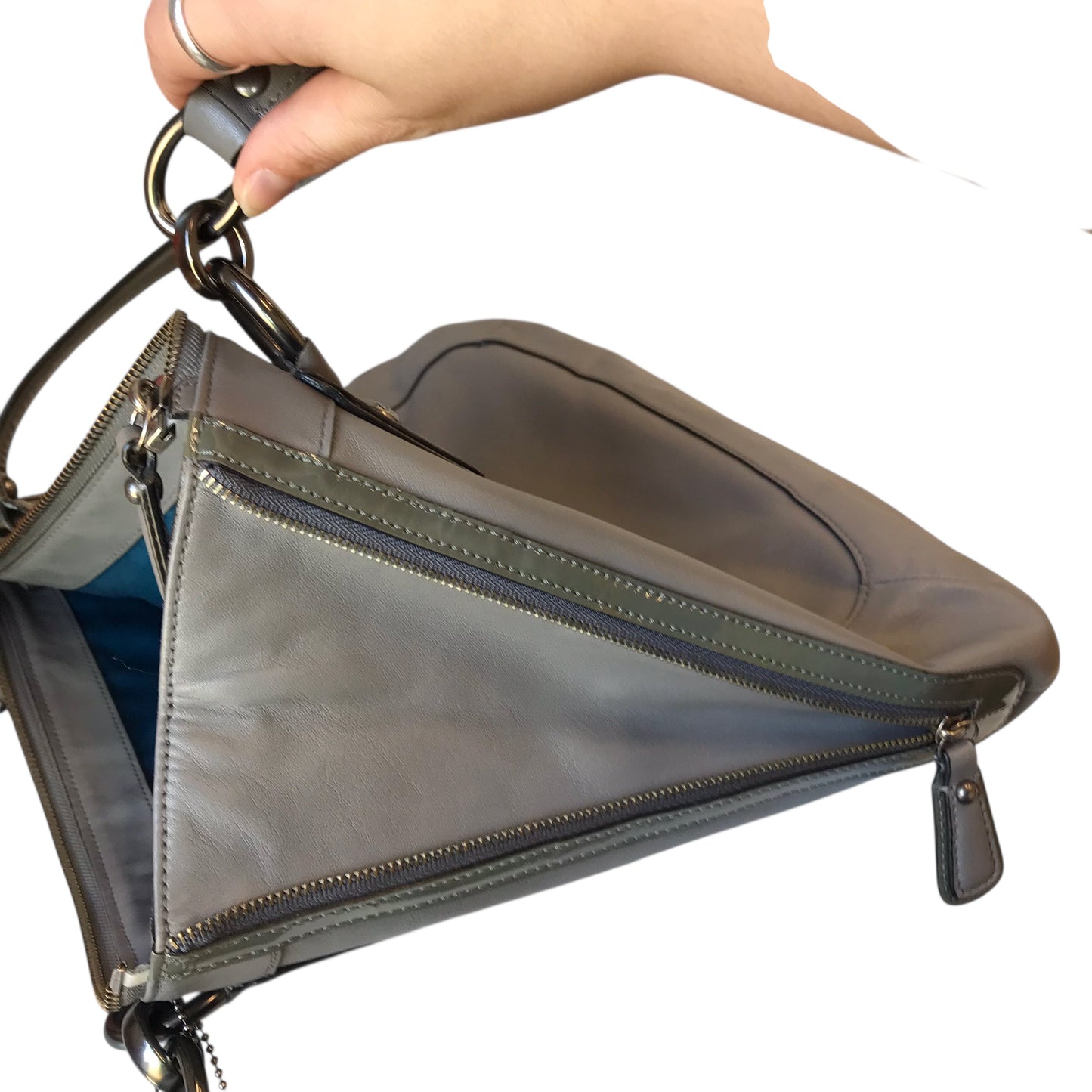 Handbag Designer By Coach In Grey, Size:Large