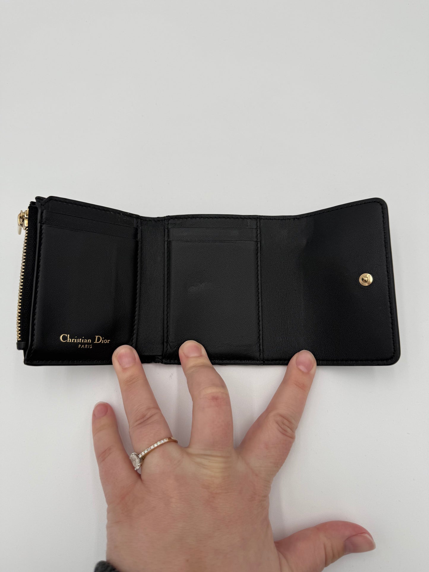 Wallet Luxury Designer By Dior In Black & Gold, Size:Medium