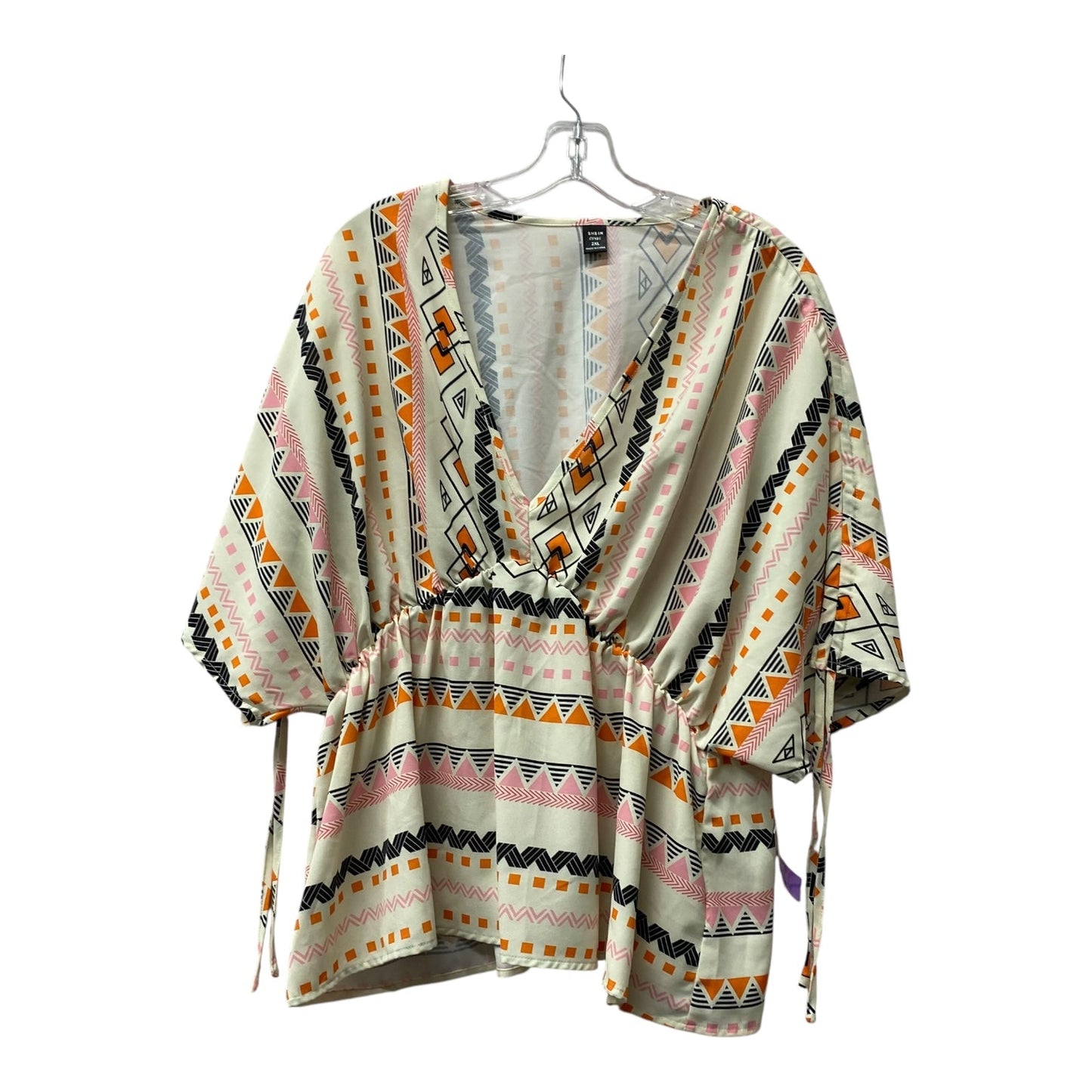 Top Ss By Shein In Cream & Orange, Size:2X