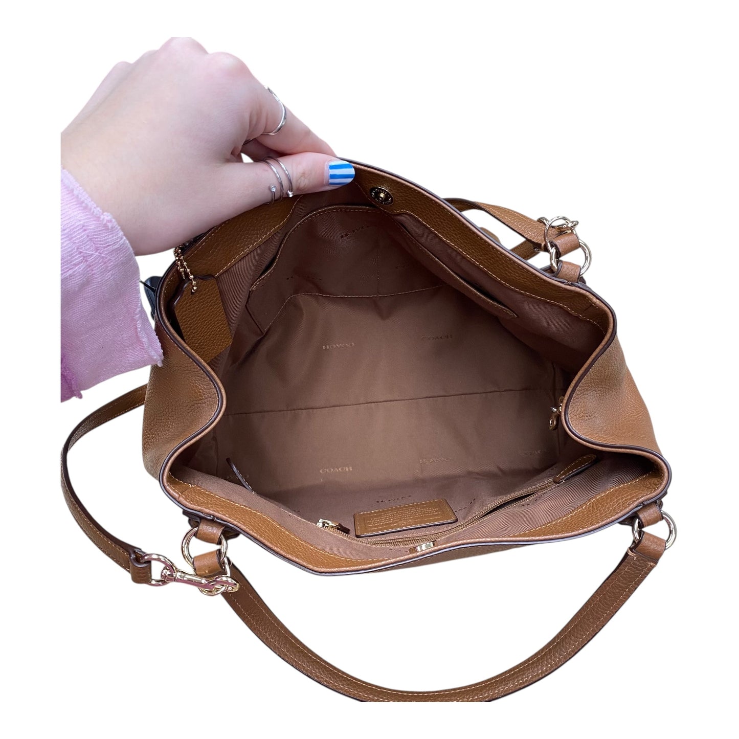 Handbag Designer By Coach In Brown, Size:Medium