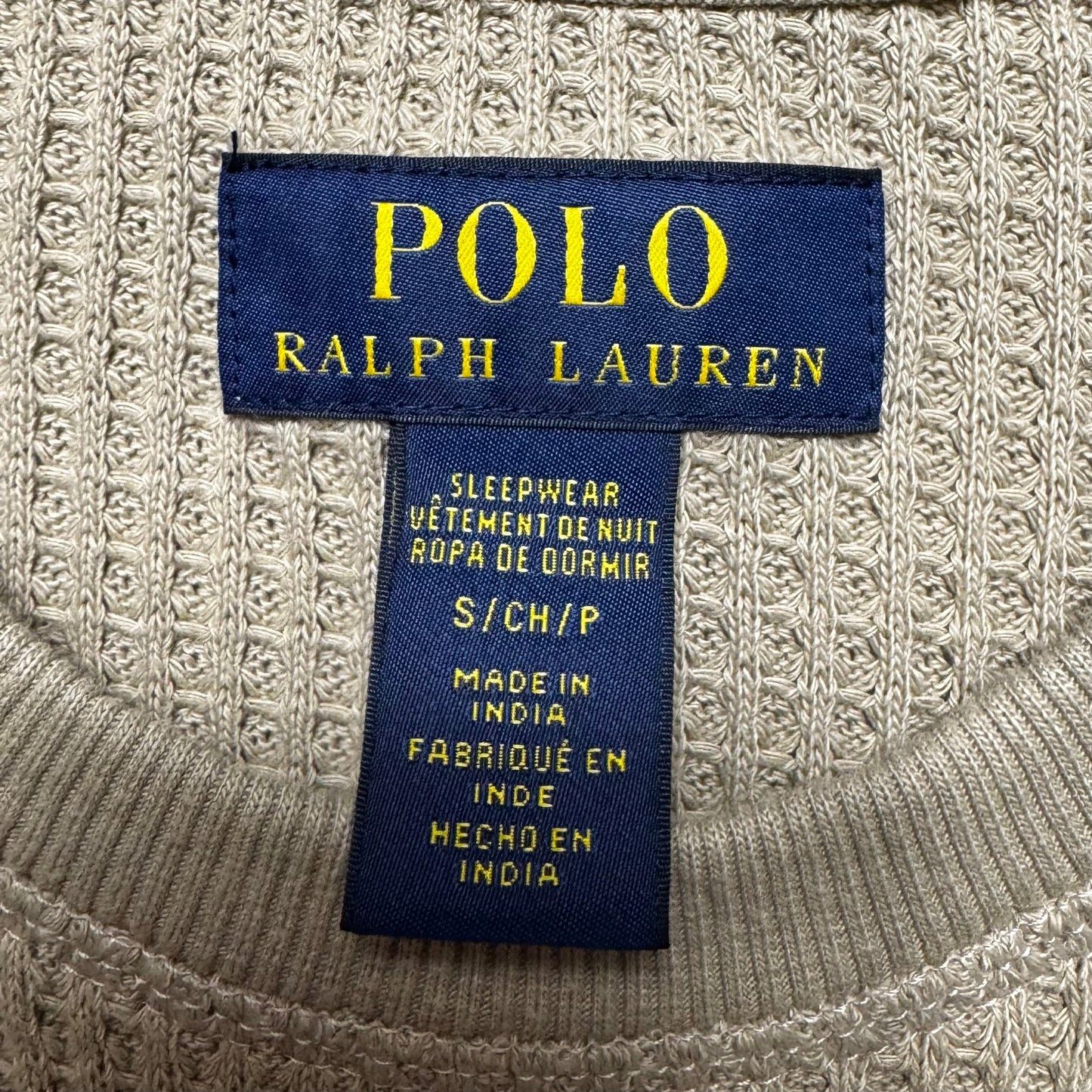 MEN’S Thermal Knit Top Long Sleeve By Polo Ralph Lauren In Tan, Size: S MEN’S