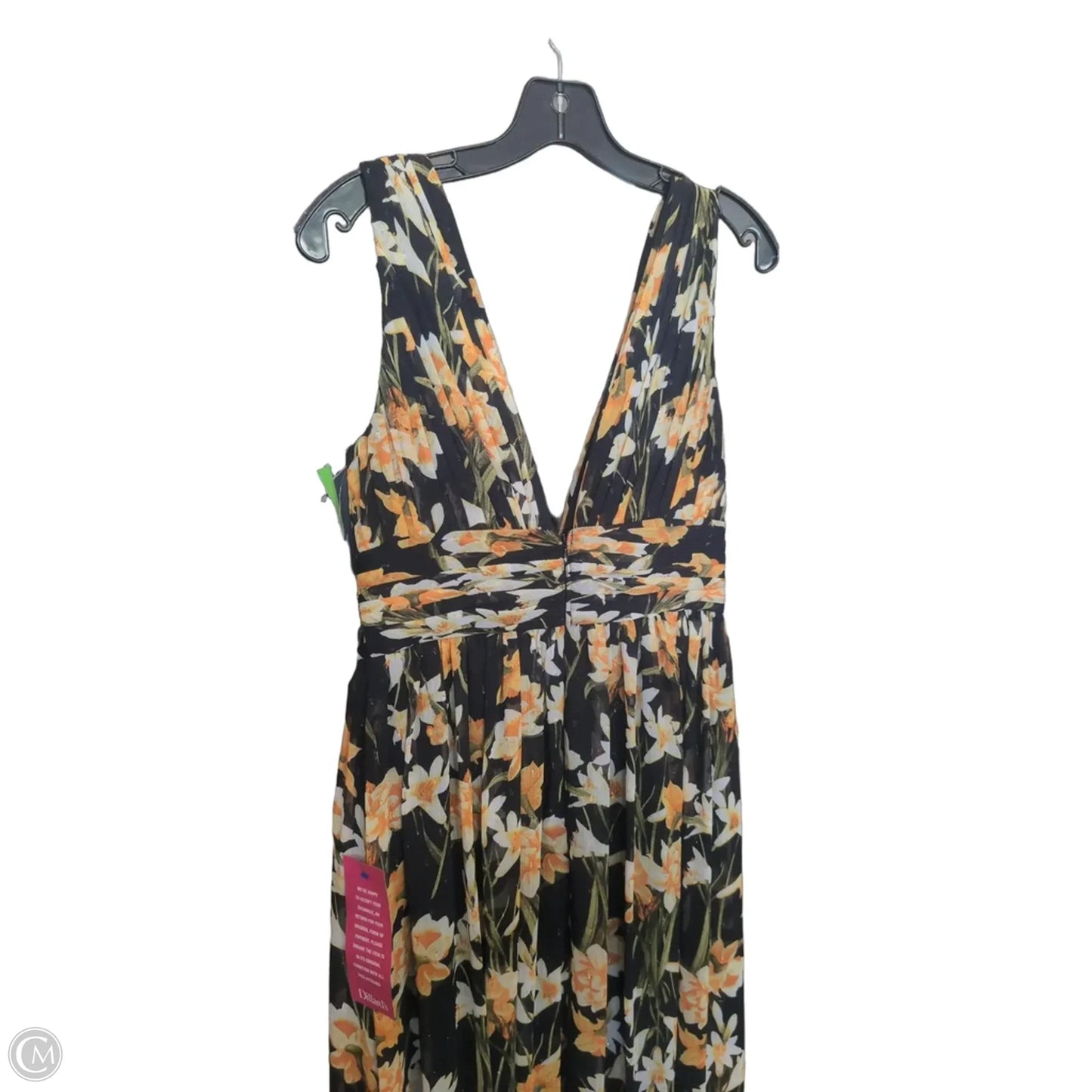 Dress Party Long By Clothes Mentor In Black & Yellow, Size: 8