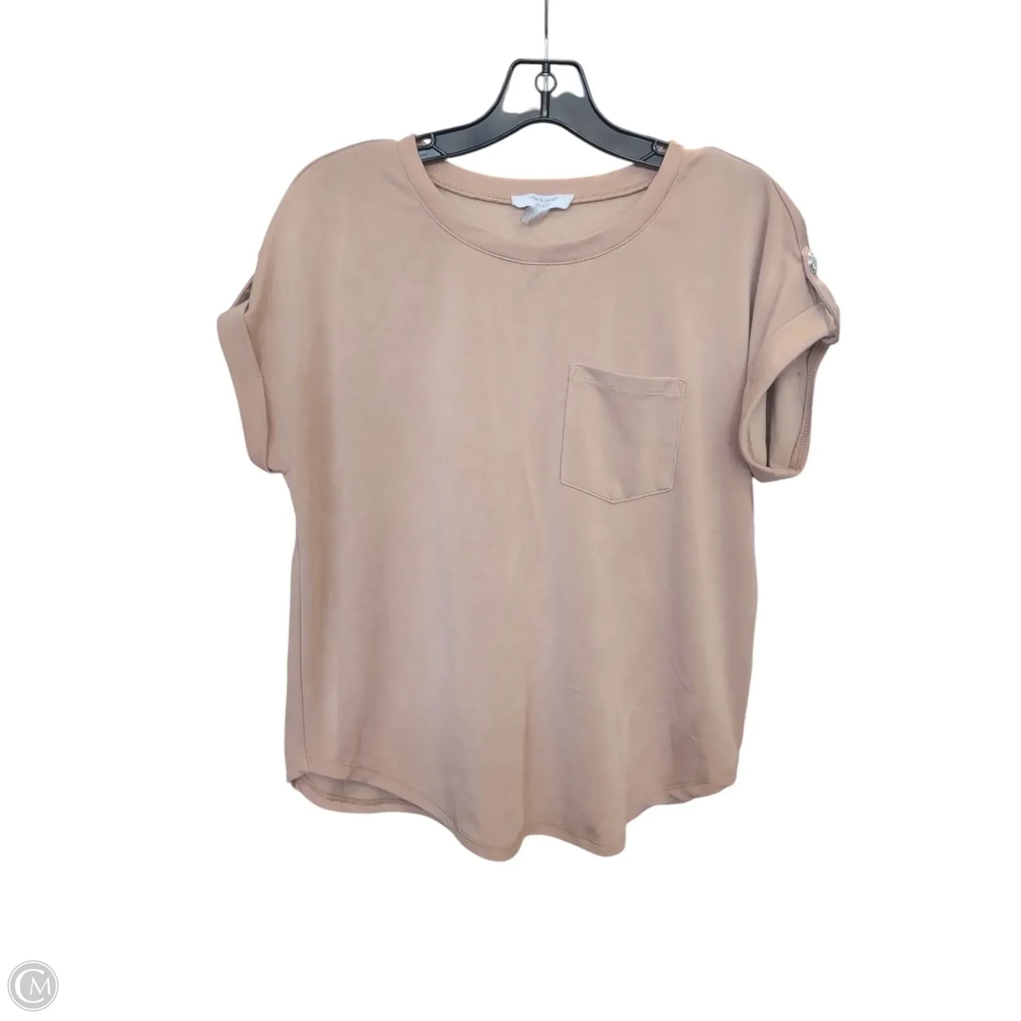 Top Short Sleeve By Cable And Gauge In Tan, Size: S