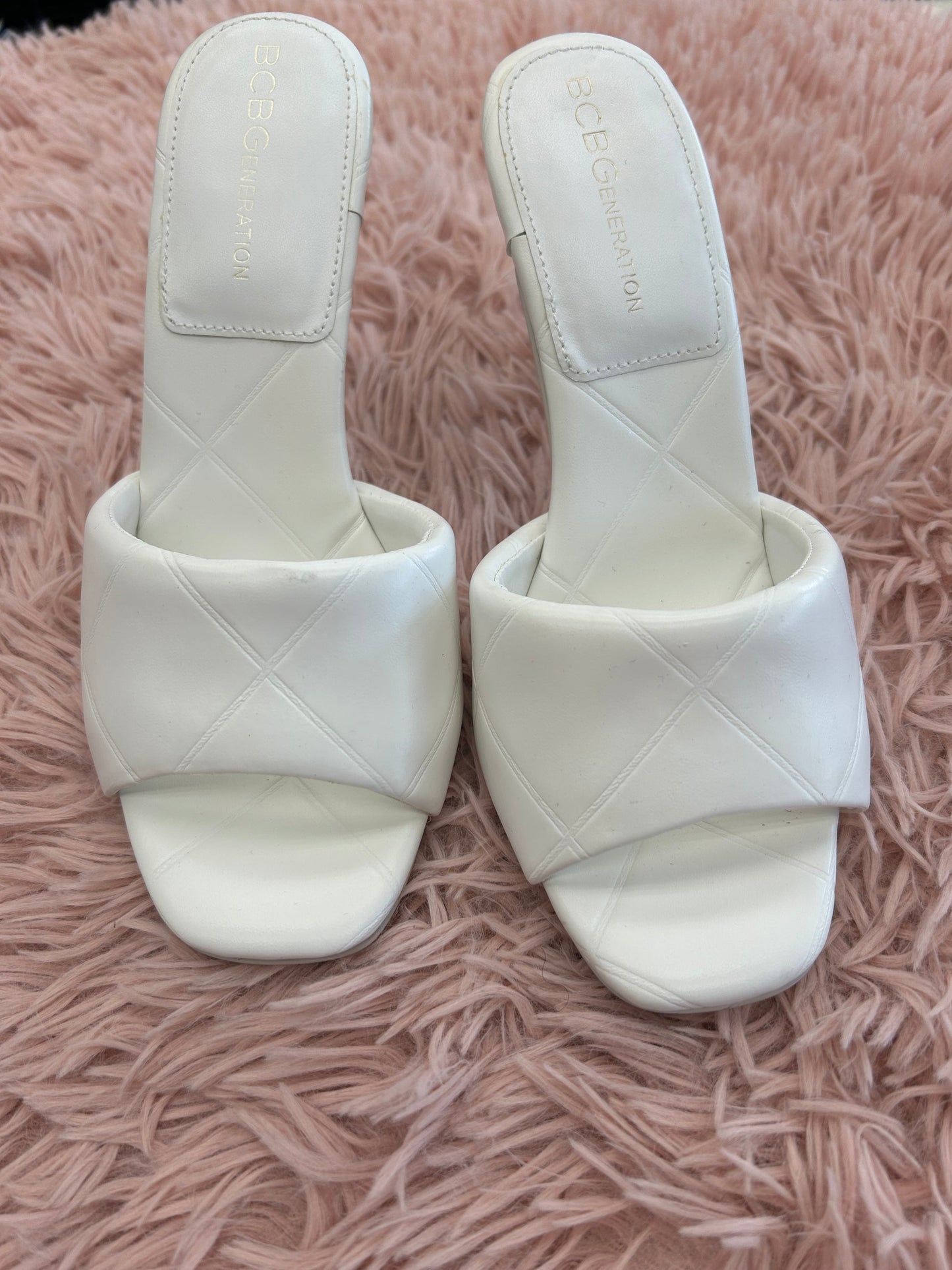 Sandals Heels Stiletto By Bcbg In White, Size: 6.5