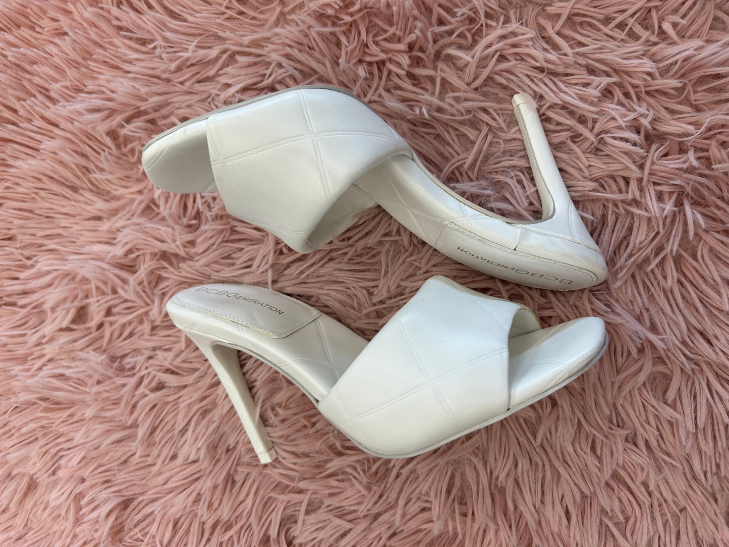 Sandals Heels Stiletto By Bcbg In White, Size: 6.5