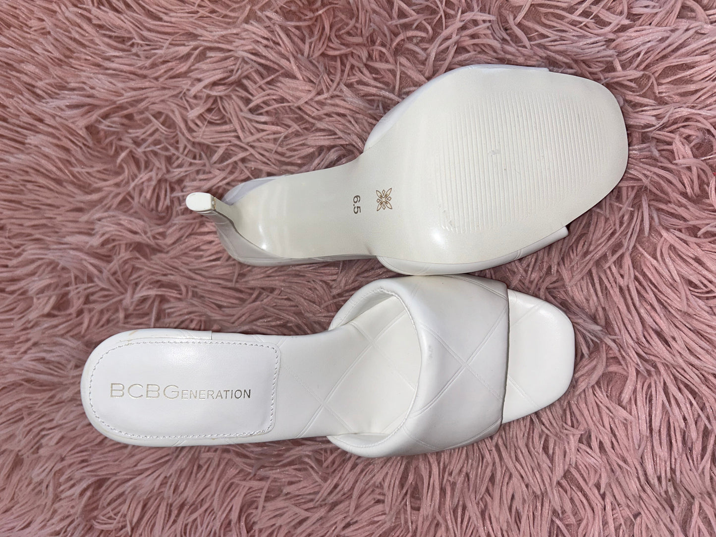 Sandals Heels Stiletto By Bcbg In White, Size: 6.5