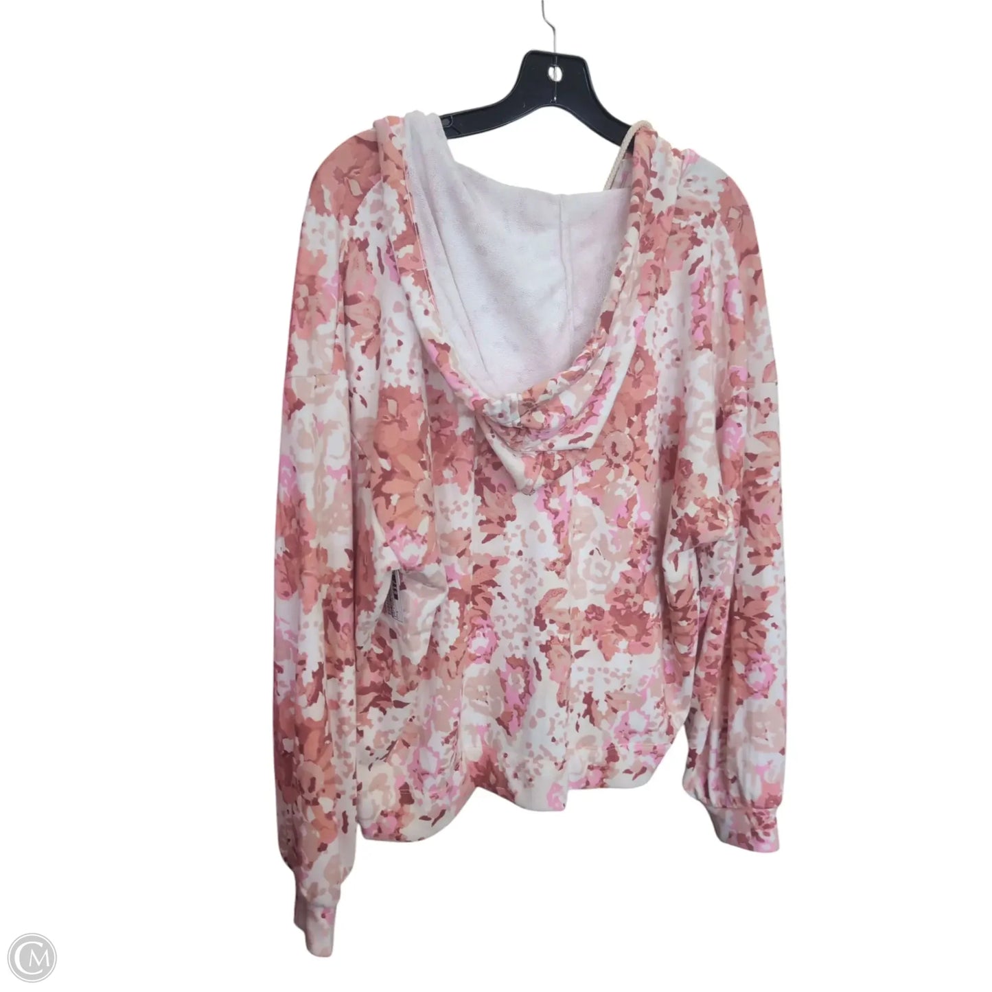 Sweatshirt Hoodie By Lou And Grey In Pink & White, Size: M