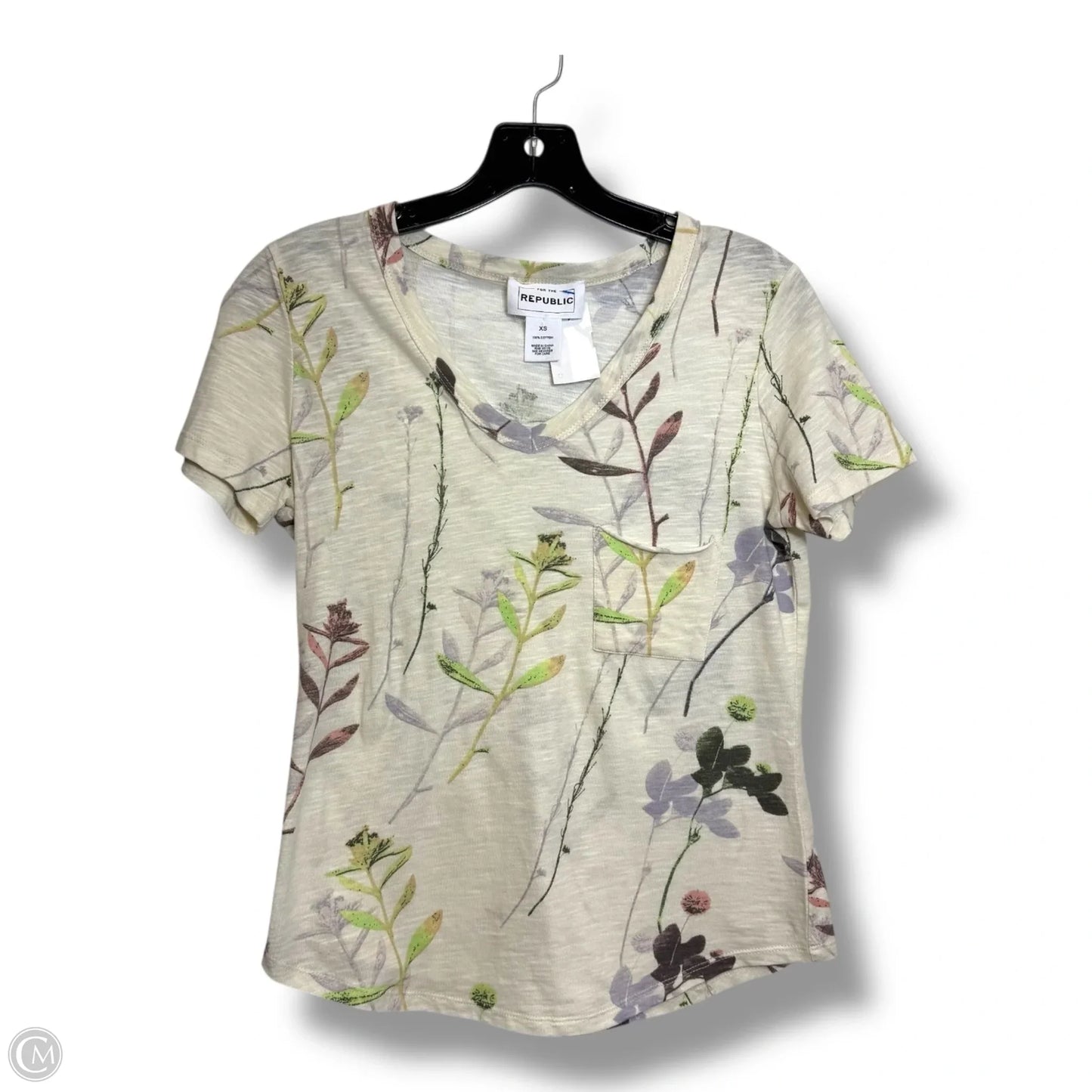 Top Short Sleeve Basic By For The Republic In Floral Print, Size: Xs