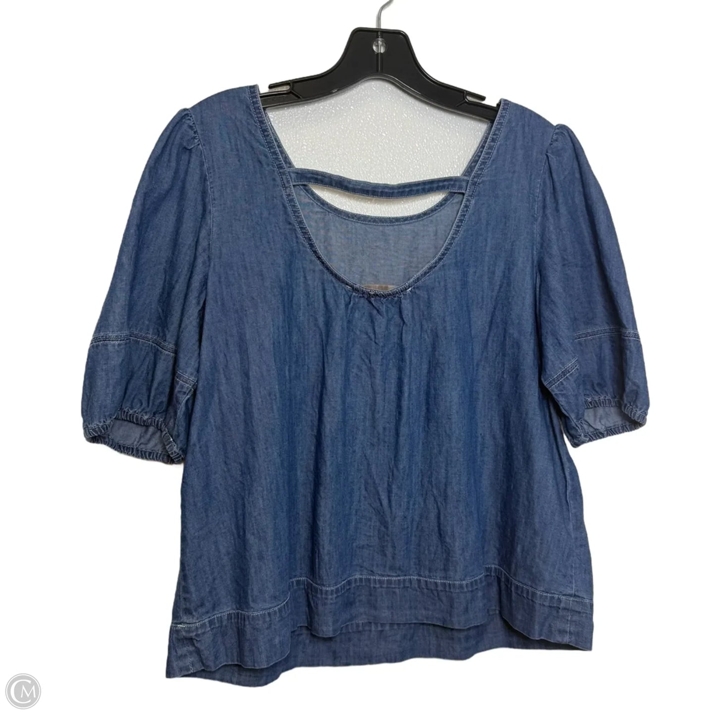 Top Short Sleeve By Loft In Blue Denim, Size: M