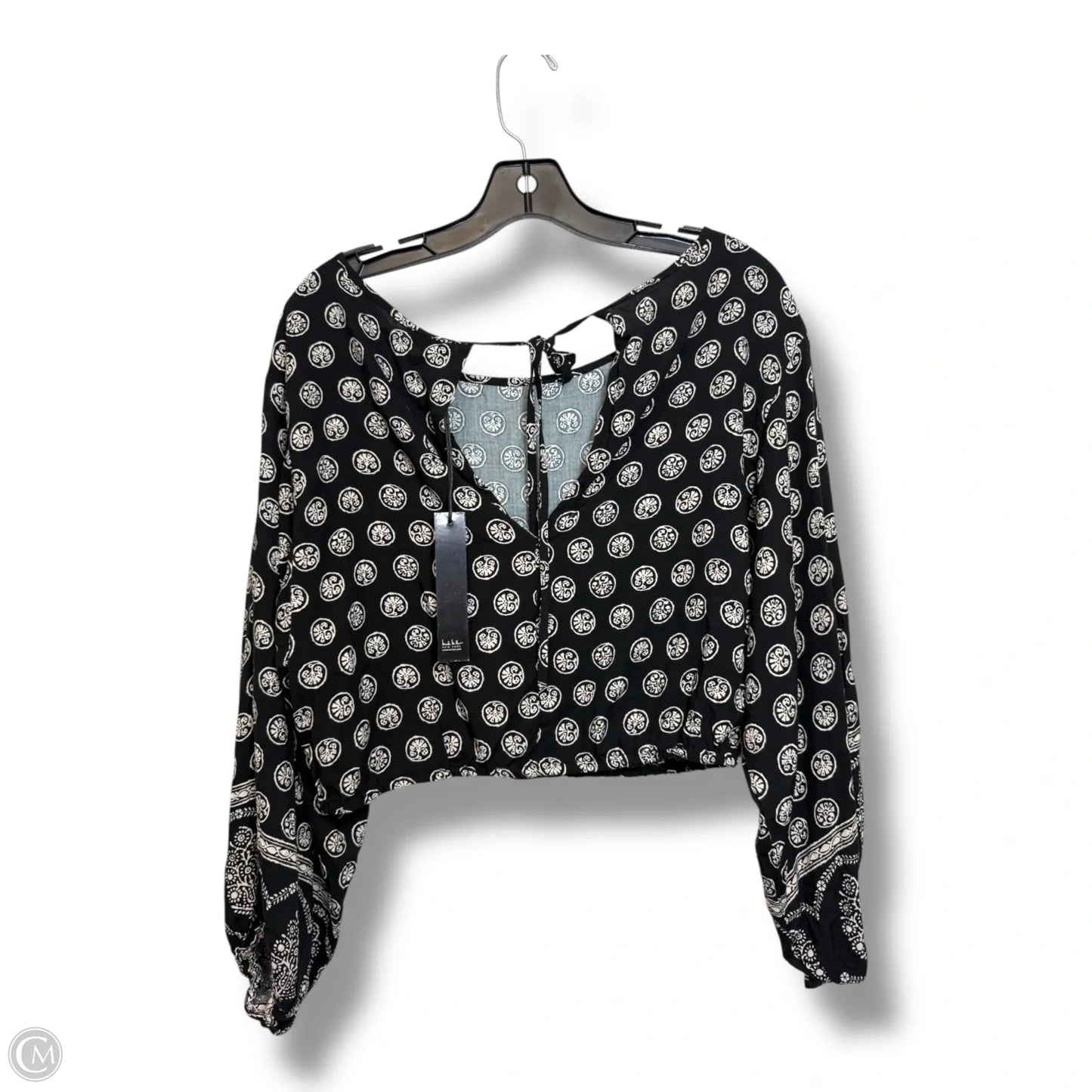 Top Long Sleeve By Nicole Miller In Black & White, Size: M