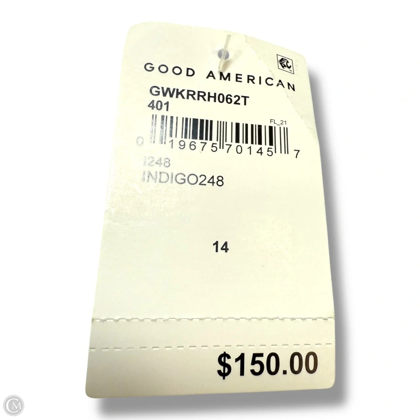 Jeans Straight By Good American In Blue Denim, Size: 14