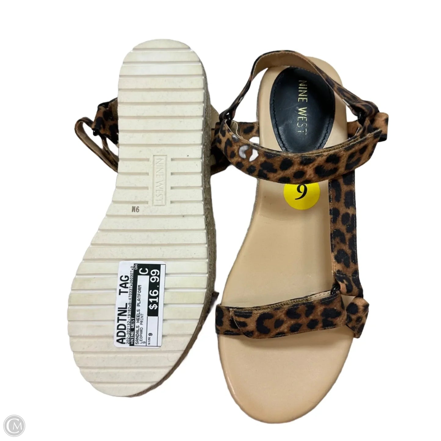 Sandals Heels Platform By Nine West In Leopard Print, Size: 9