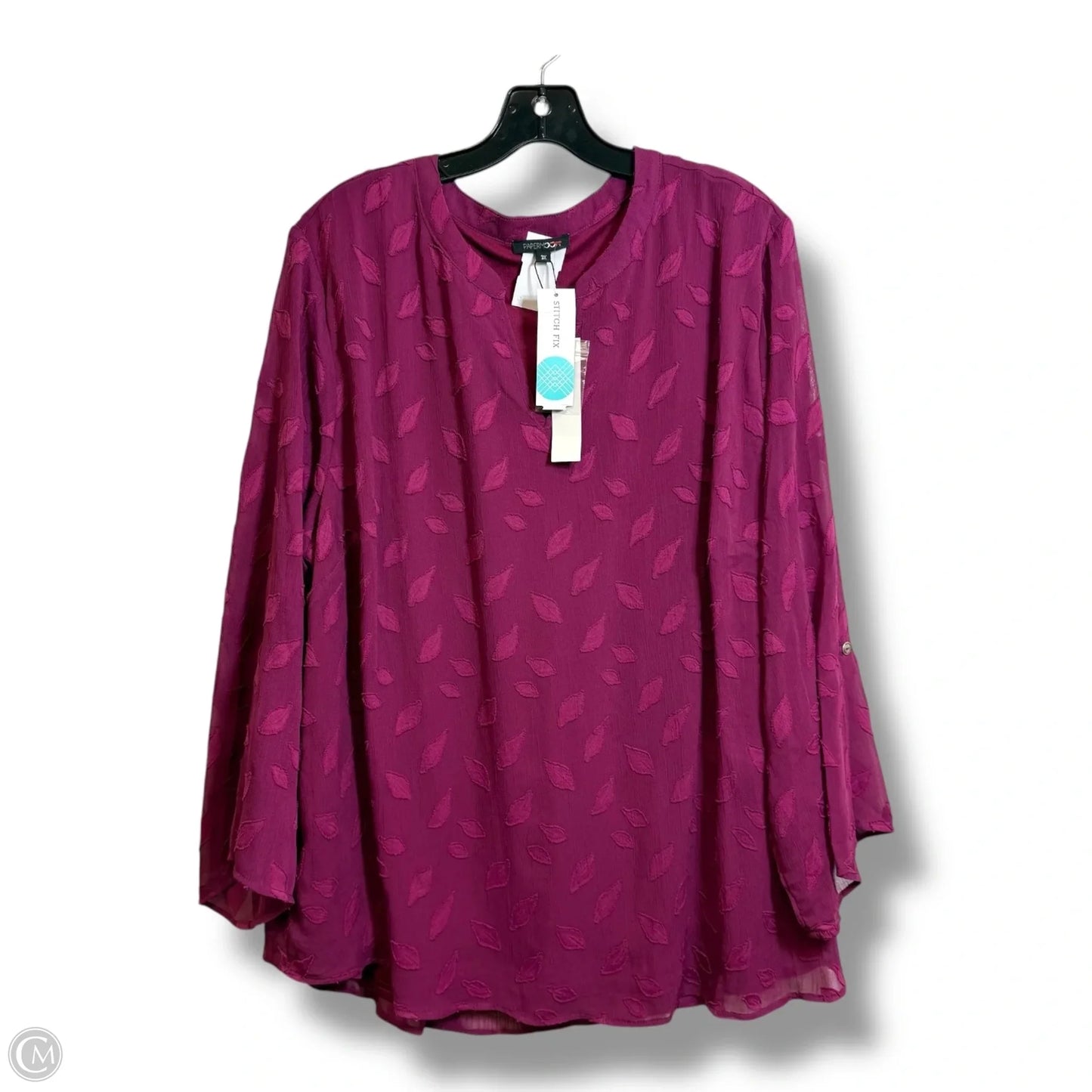 Top Long Sleeve By Papermoon In Maroon, Size: 3x