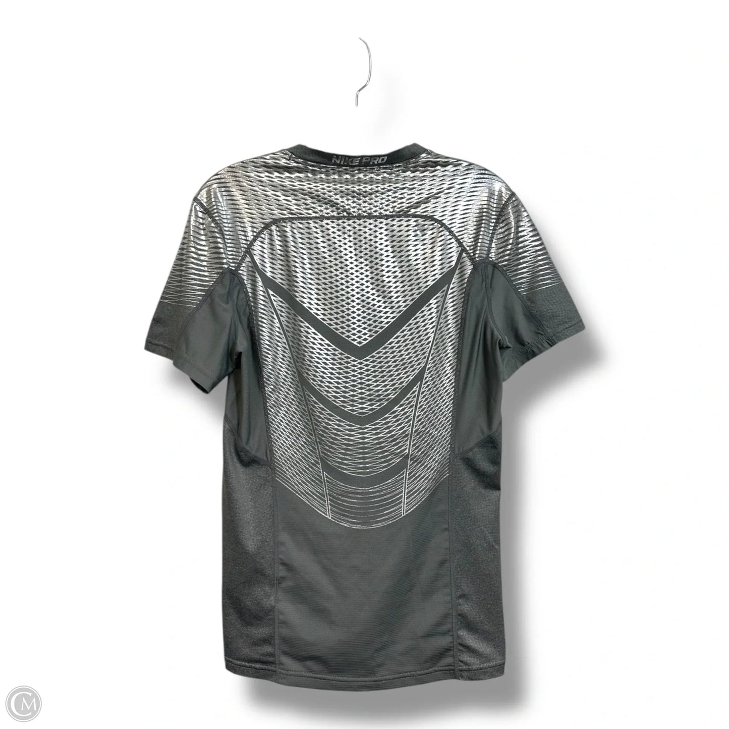 Athletic Top Short Sleeve By Nike Apparel In Silver, Size: S