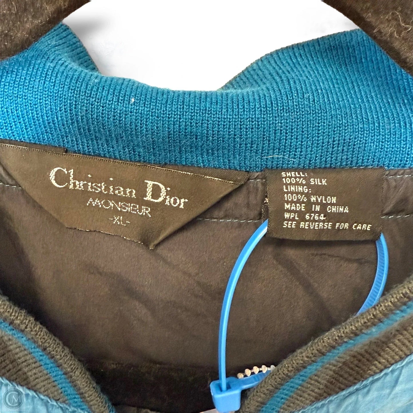 Silk Jacket Luxury Designer By Dior In Blue, Size: Xl