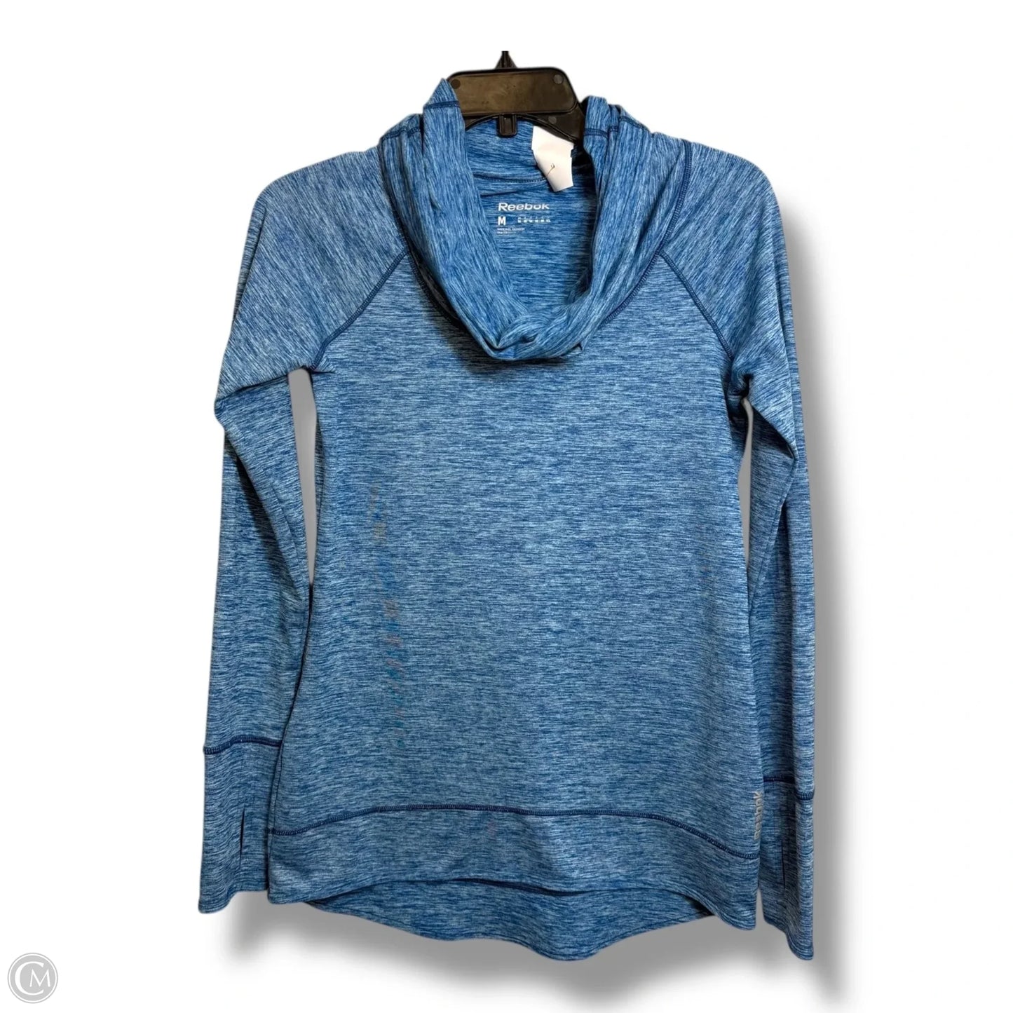 Athletic Top Long Sleeve Collar By Reebok In Blue, Size: M