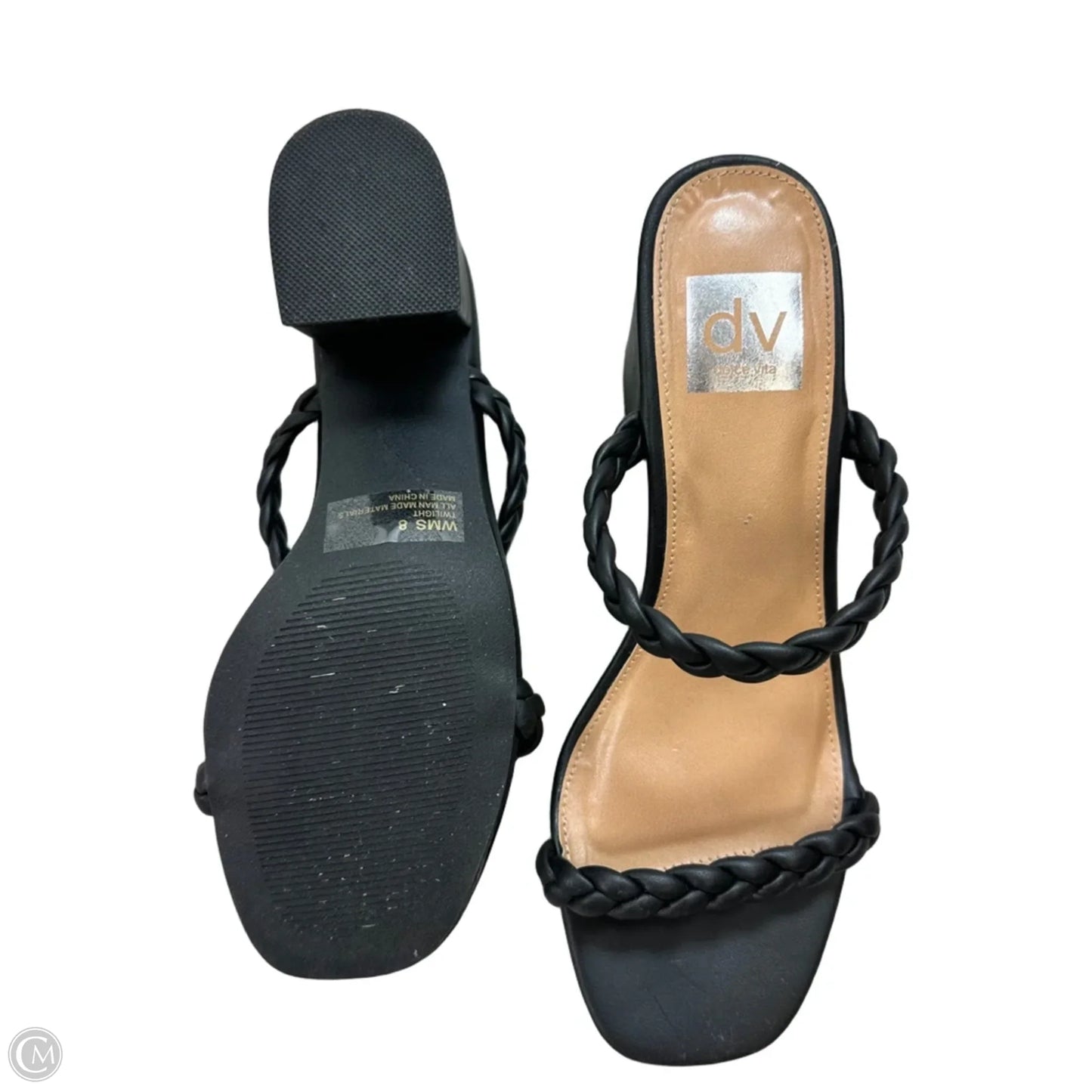 Sandals Heels Block By Dv In Black, Size: 8