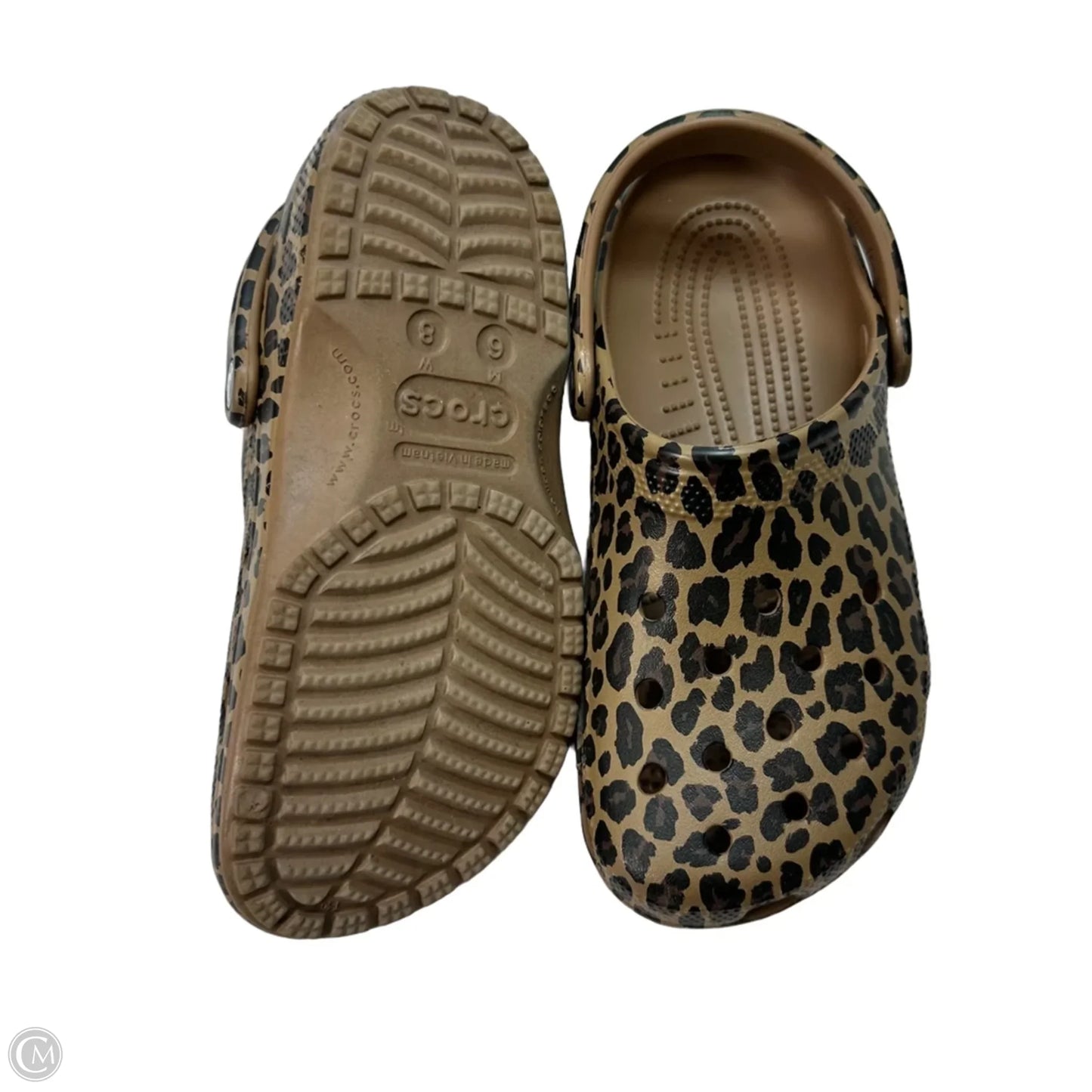 Sandals Flats By Crocs In Animal Print, Size: 8
