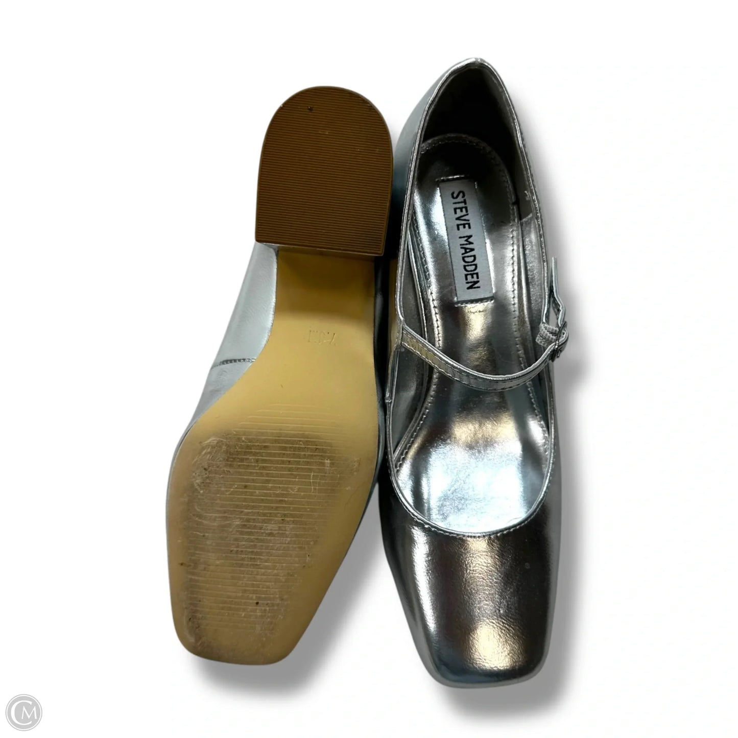 Shoes Heels Block By Steve Madden In Silver, Size: 7.5