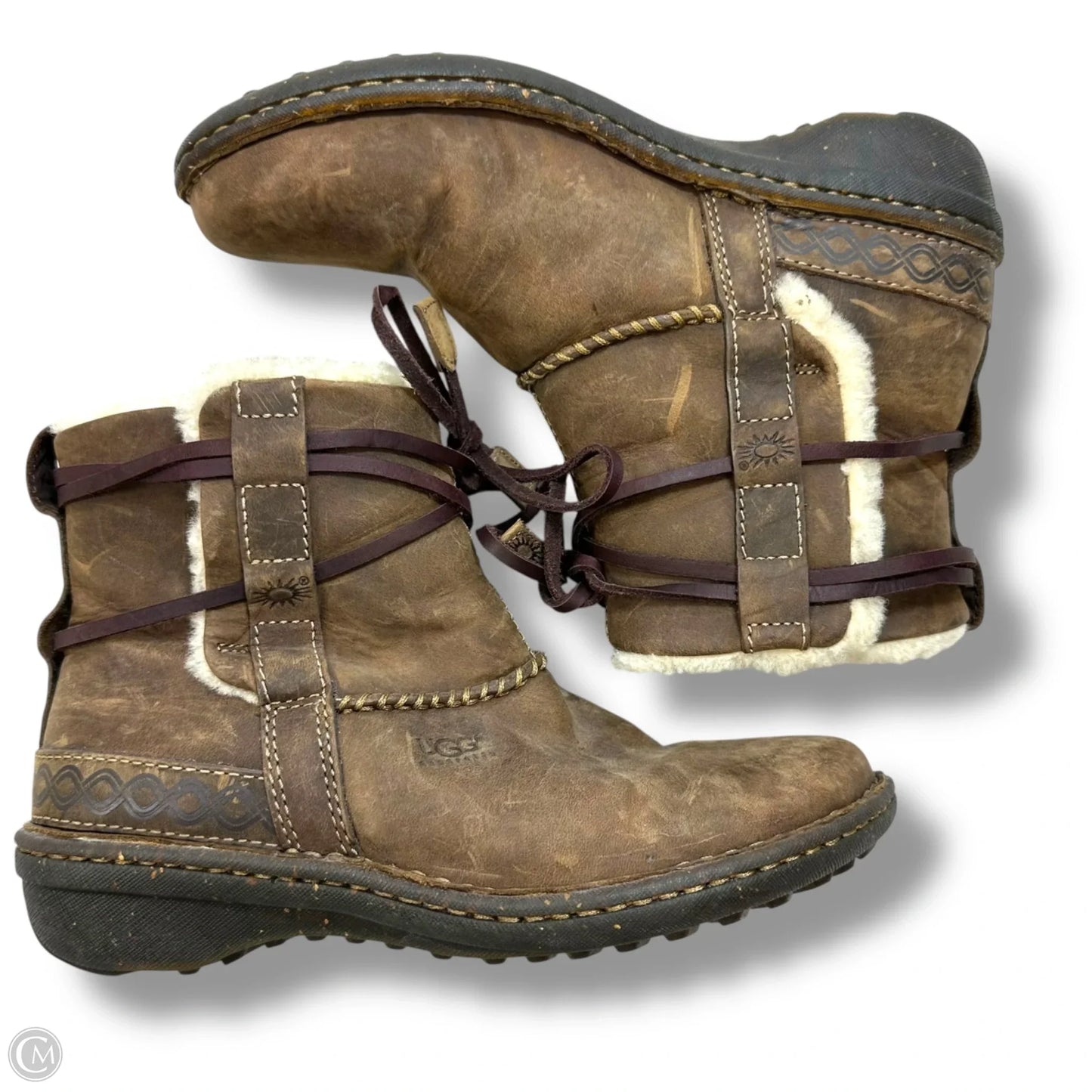 Boots Designer By Ugg In Brown, Size: 8