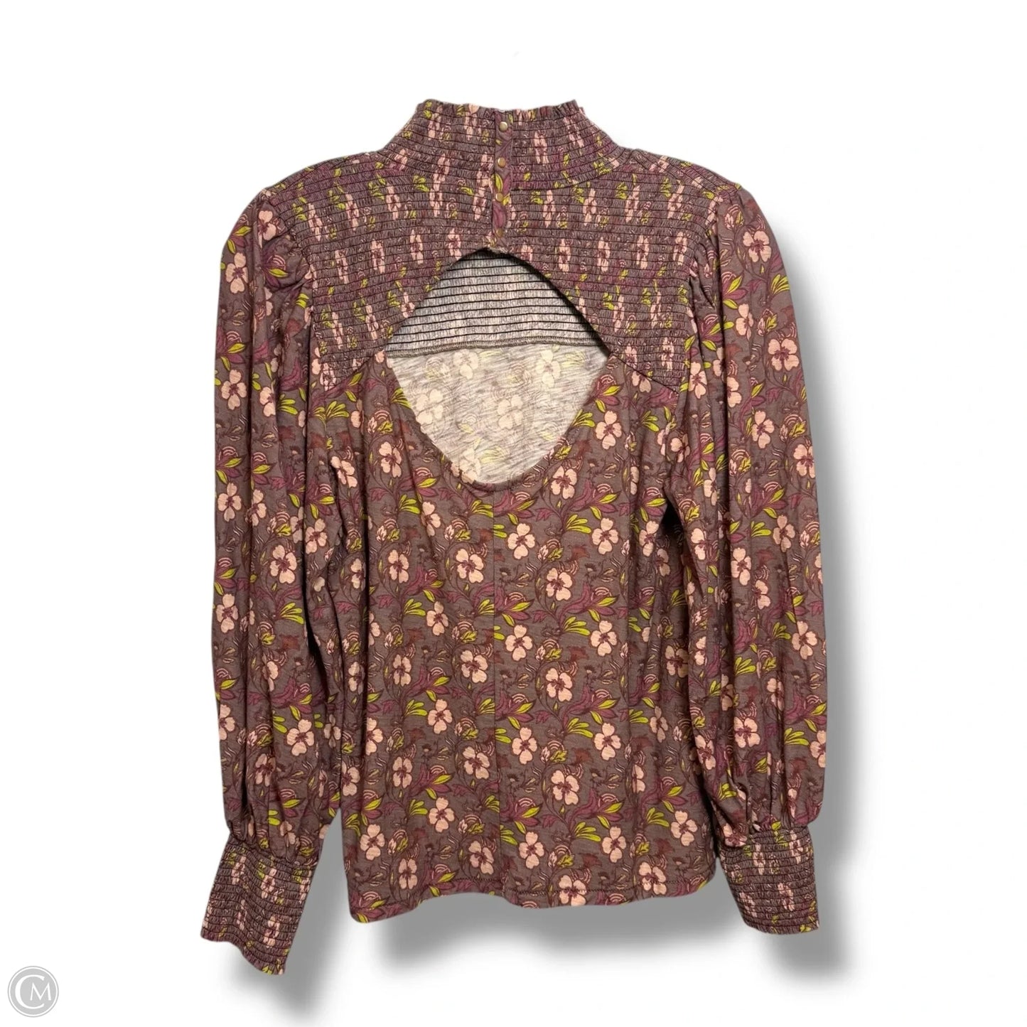 Top Long Sleeve By Nation In Floral Print, Size: L