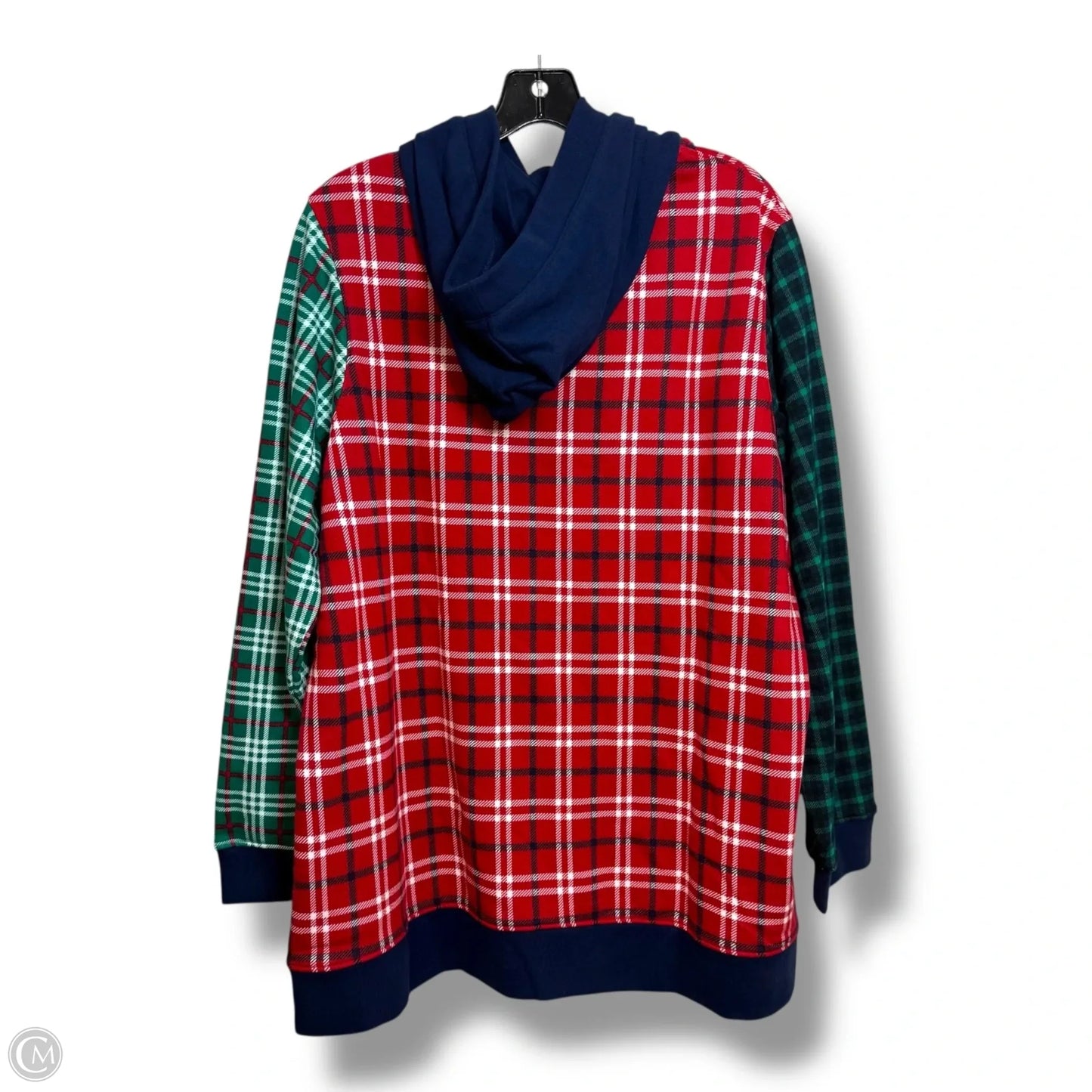 Sweatshirt Hoodie By Lands End In Plaid Pattern, Size: 1x