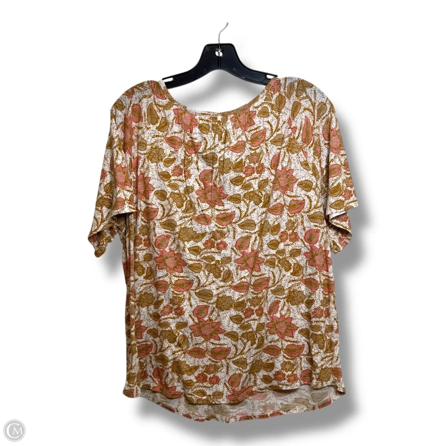 Top Short Sleeve By Lucky Brand In Brown & Cream, Size: M