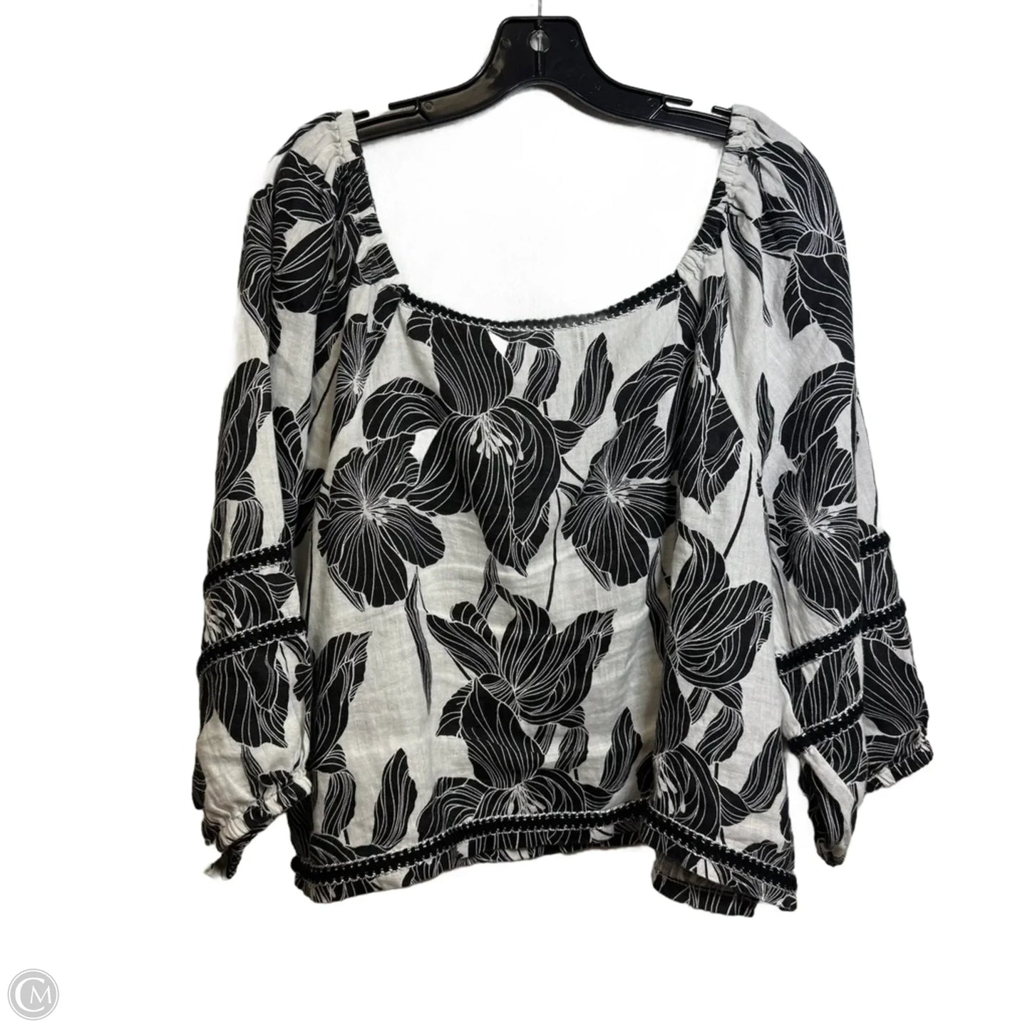 Top Long Sleeve By Tahari In Black & White, Size: Xl