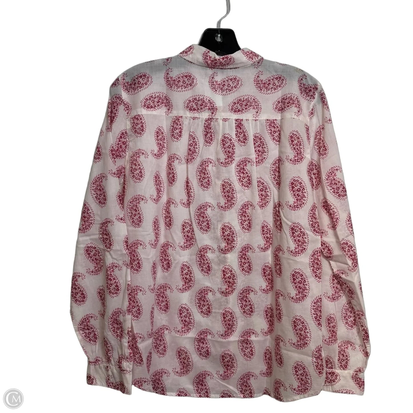 Top Long Sleeve Basic By Loft In Red & White, Size: M