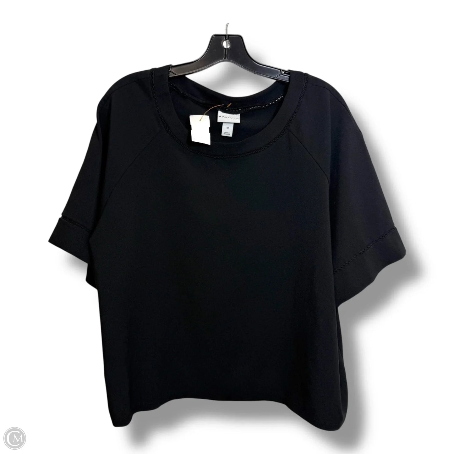 Top Short Sleeve By Ava & Viv In Black, Size: 1x