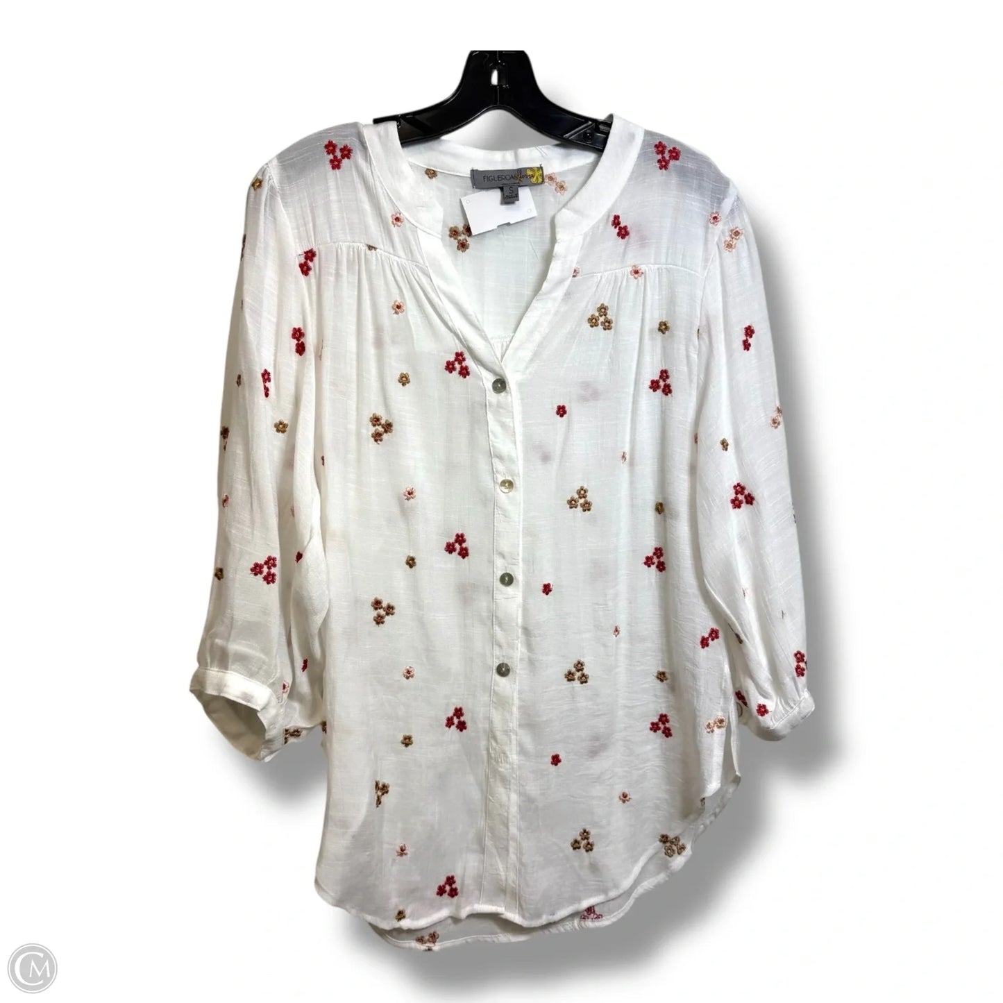 Top Long Sleeve By Figuero & Flower In White, Size: S