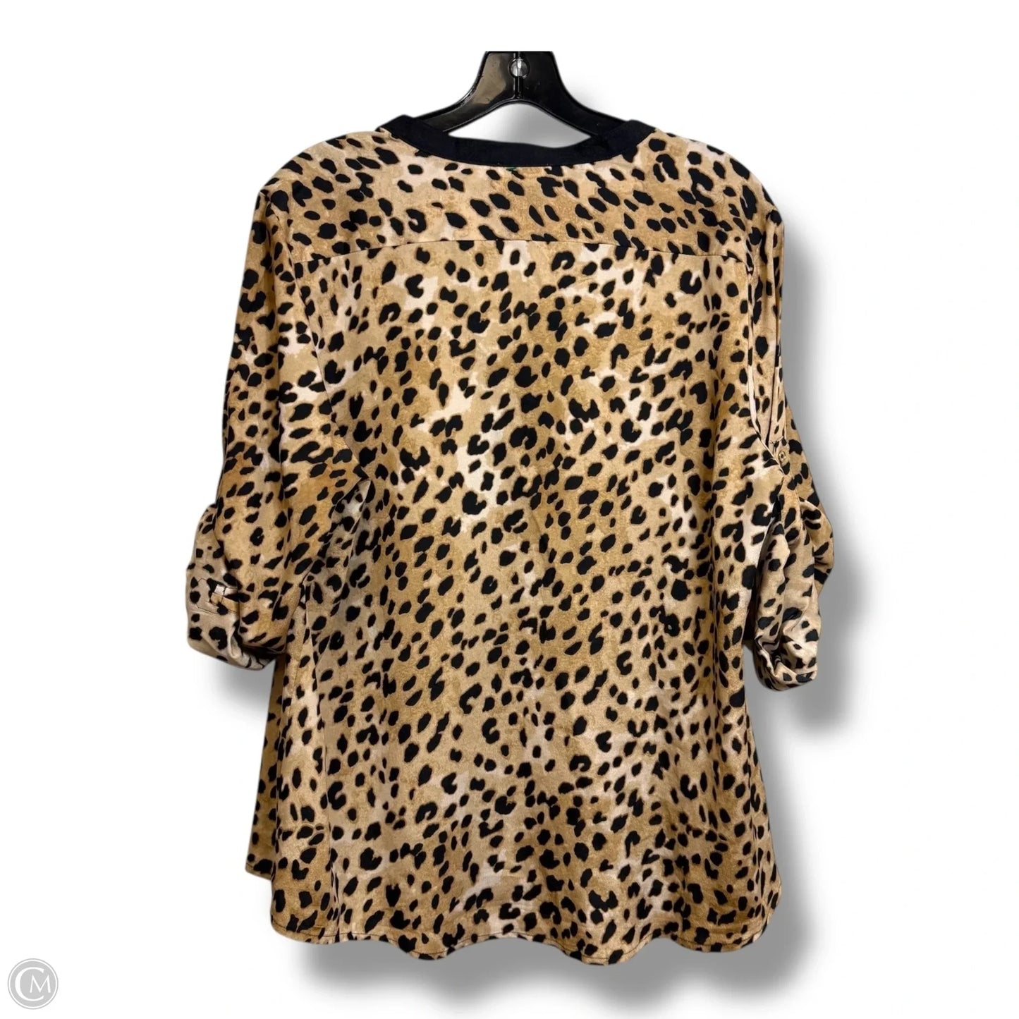 Top Long Sleeve By Calvin Klein In Animal Print, Size: L