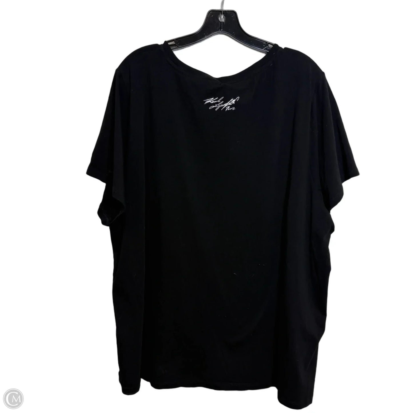 Top Short Sleeve Designer By Karl Lagerfeld In Black, Size: 3x