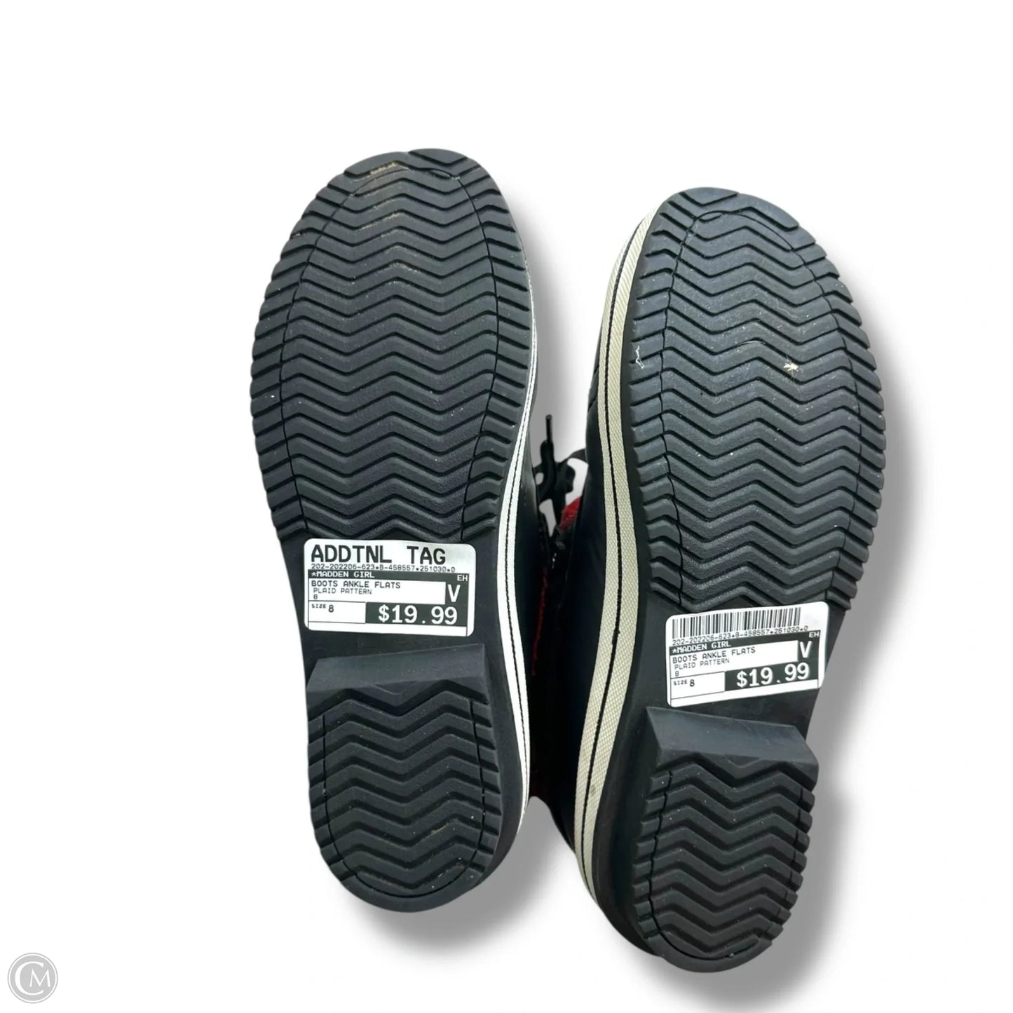 Boots Ankle Flats By Madden Girl In Plaid Pattern, Size: 8