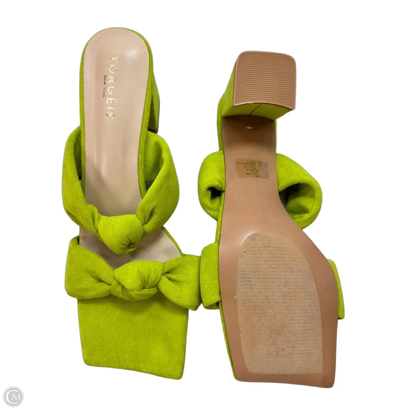 Flamingo Knotted Block Heel Sandal Heels Block By Torgeis In Green, Size: 8.5