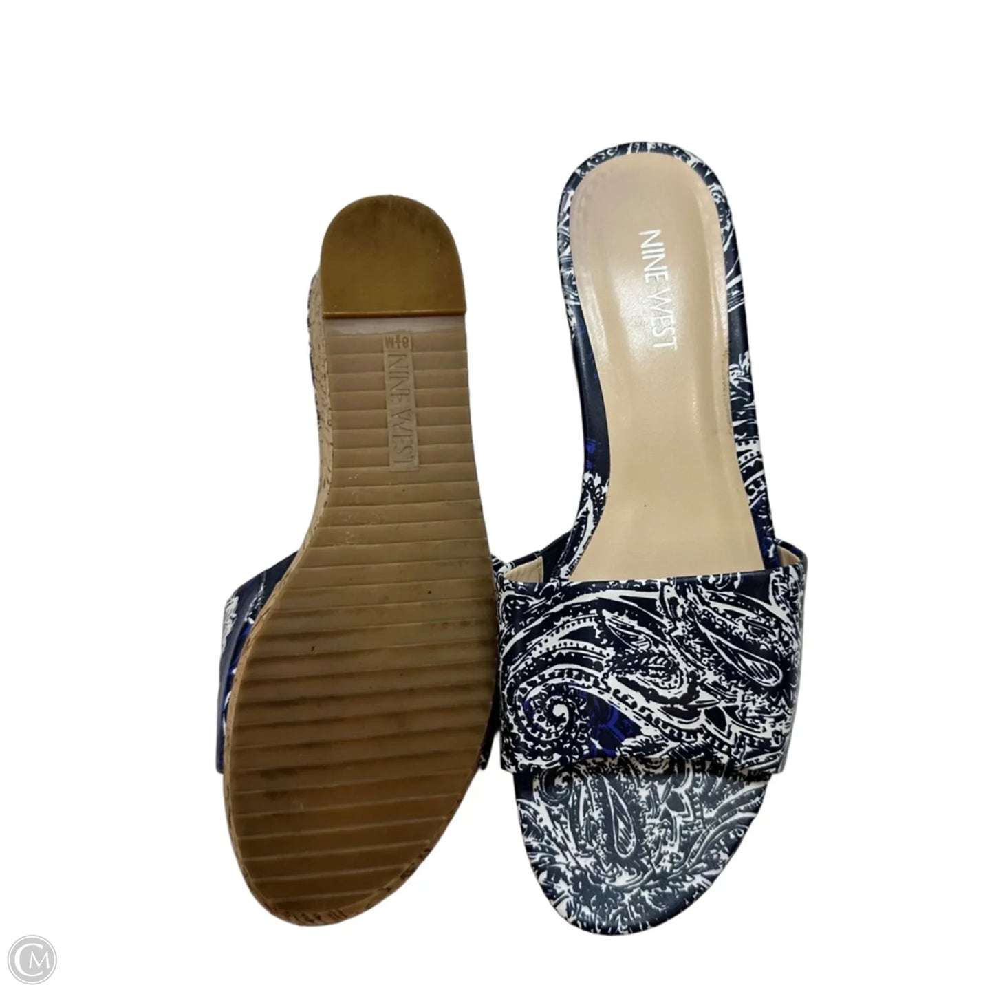 Shoes Heels Wedge By Nine West In Blue, Size: 8.5
