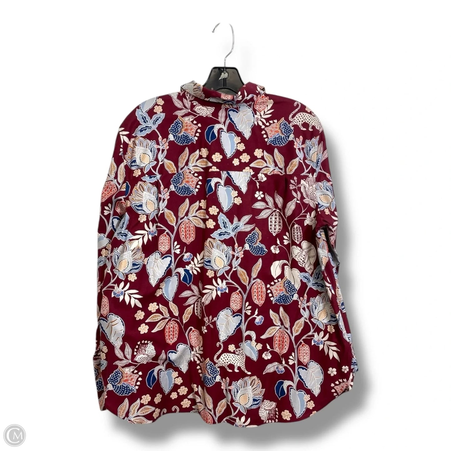 Blouse Long Sleeve By Chicos In Floral Print, Size: Xl