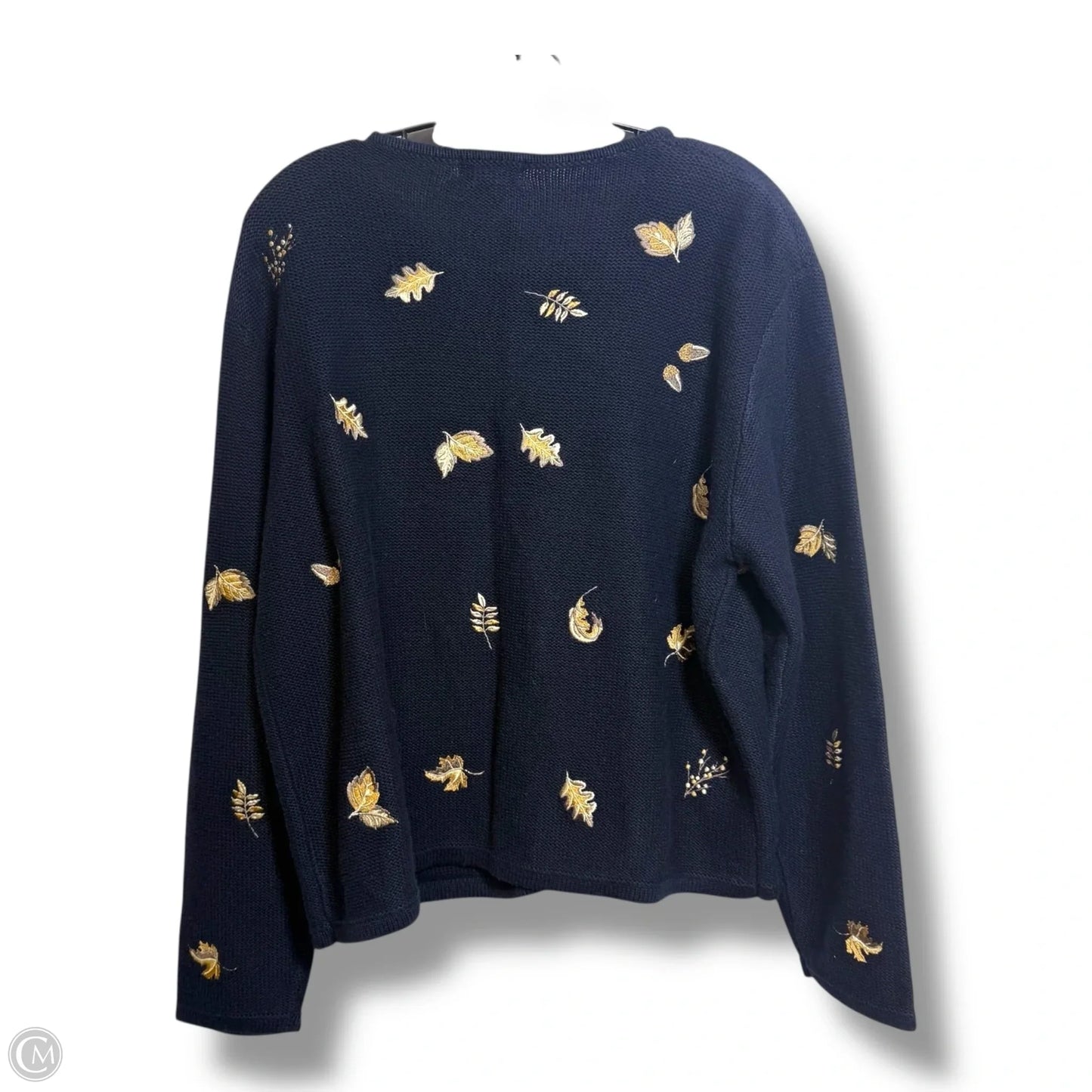 Leaves Cardigan By Christopher And Banks In Navy, Size: M