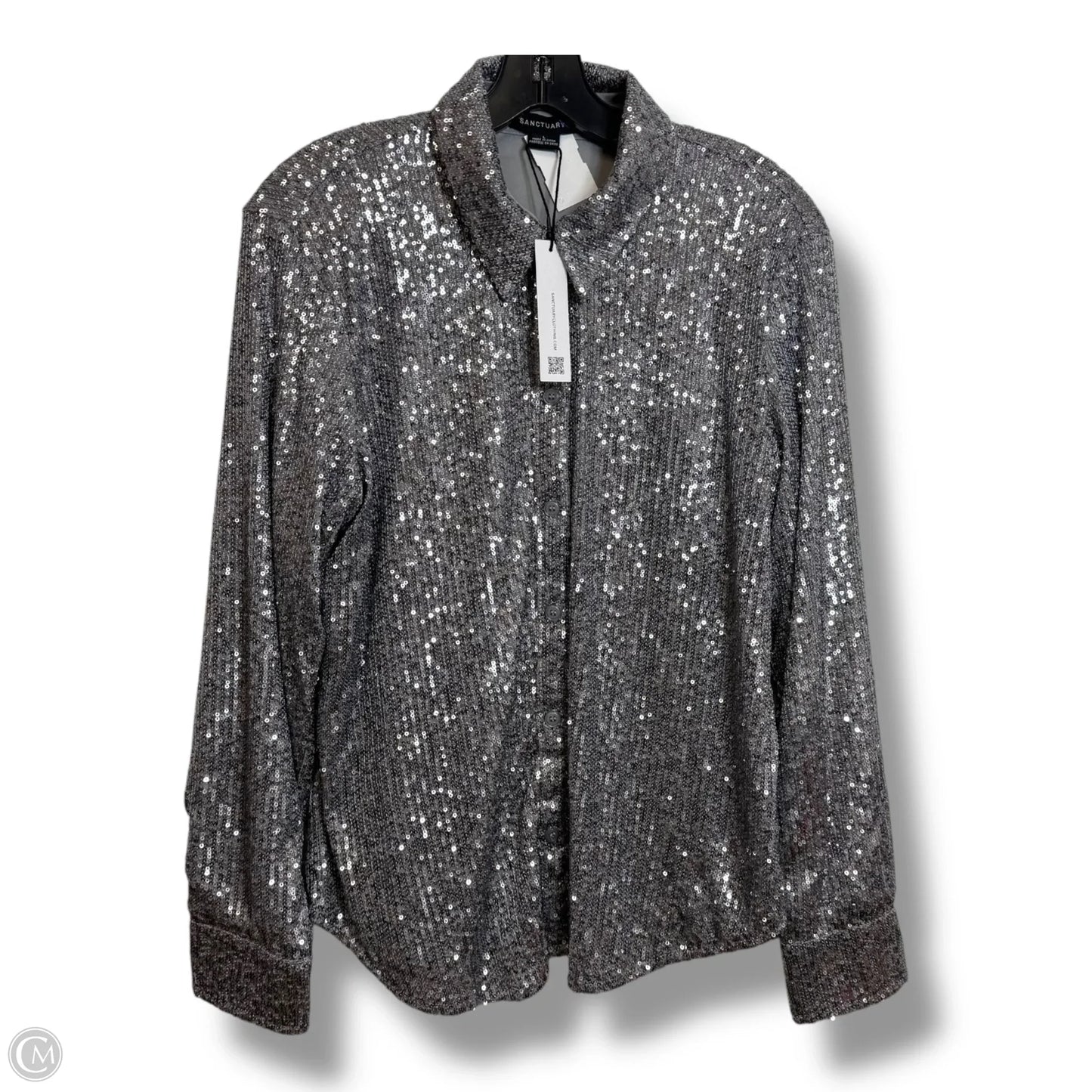 Blouse Long Sleeve By Sanctuary In Silver, Size: L