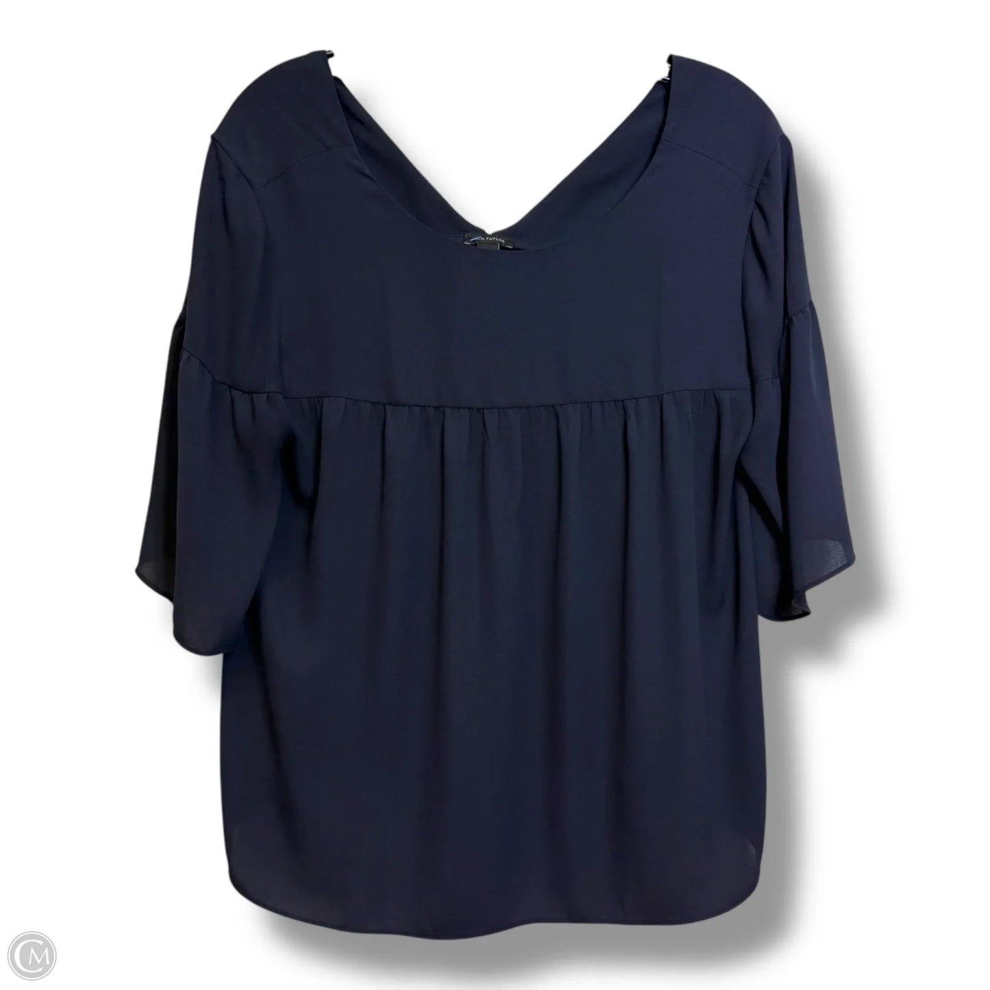 Top Short Sleeve By Ann Taylor In Navy, Size: M