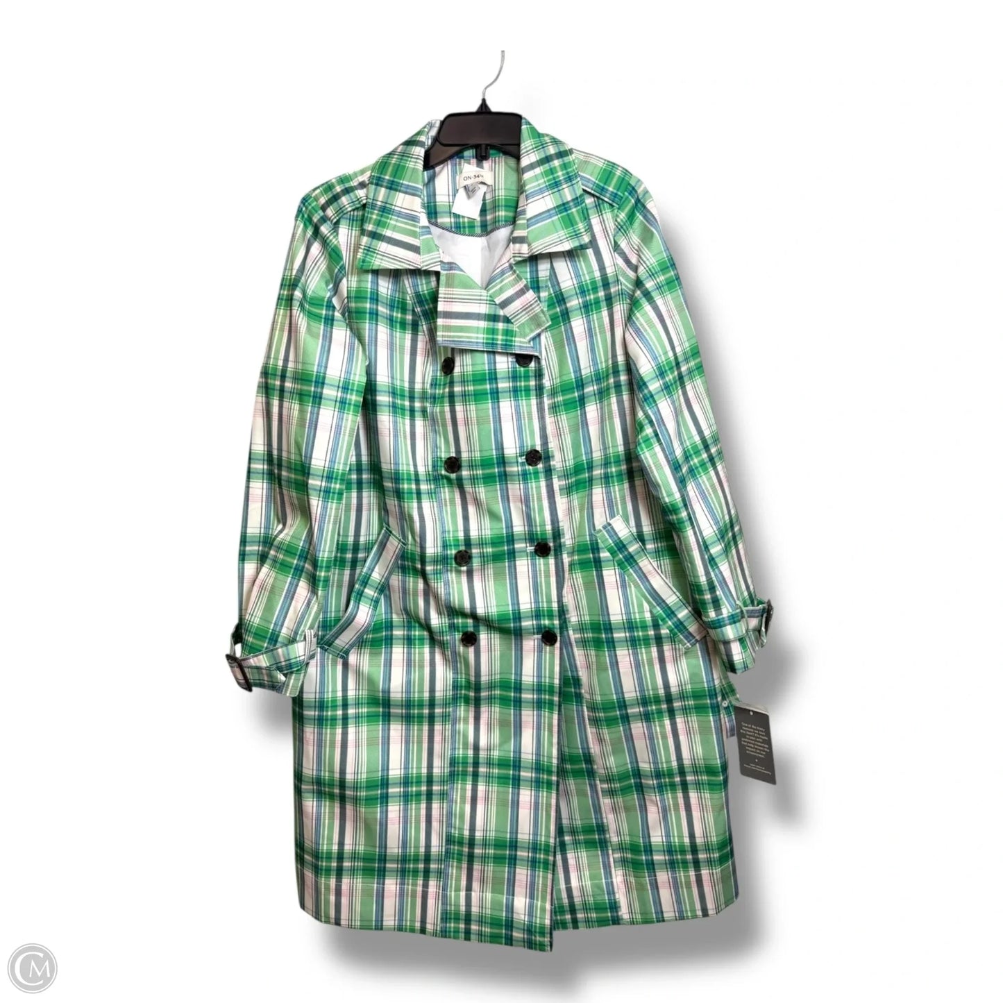 Coat Trench Coat By Clothes Mentor In Plaid Pattern, Size: 1x