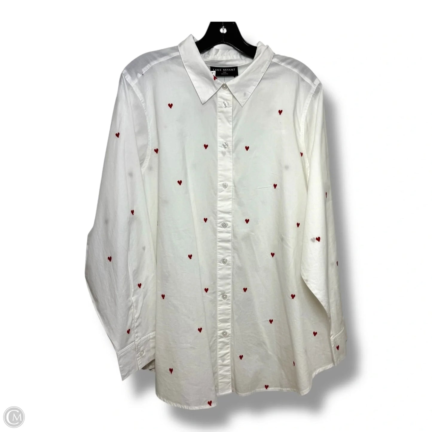 Blouse Long Sleeve By Lane Bryant In White, Size: 1x