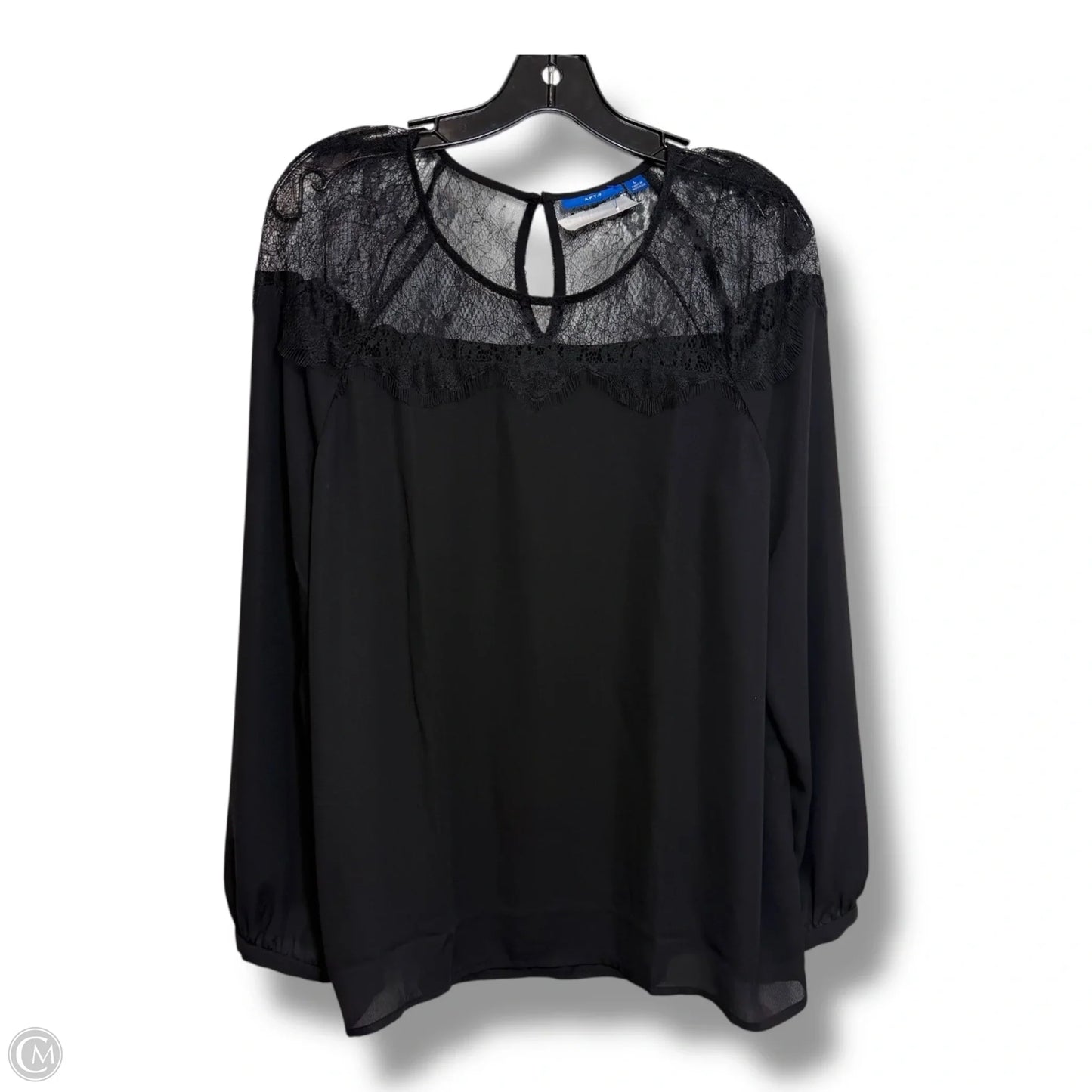 Top Long Sleeve By Apt 9 In Black, Size: L
