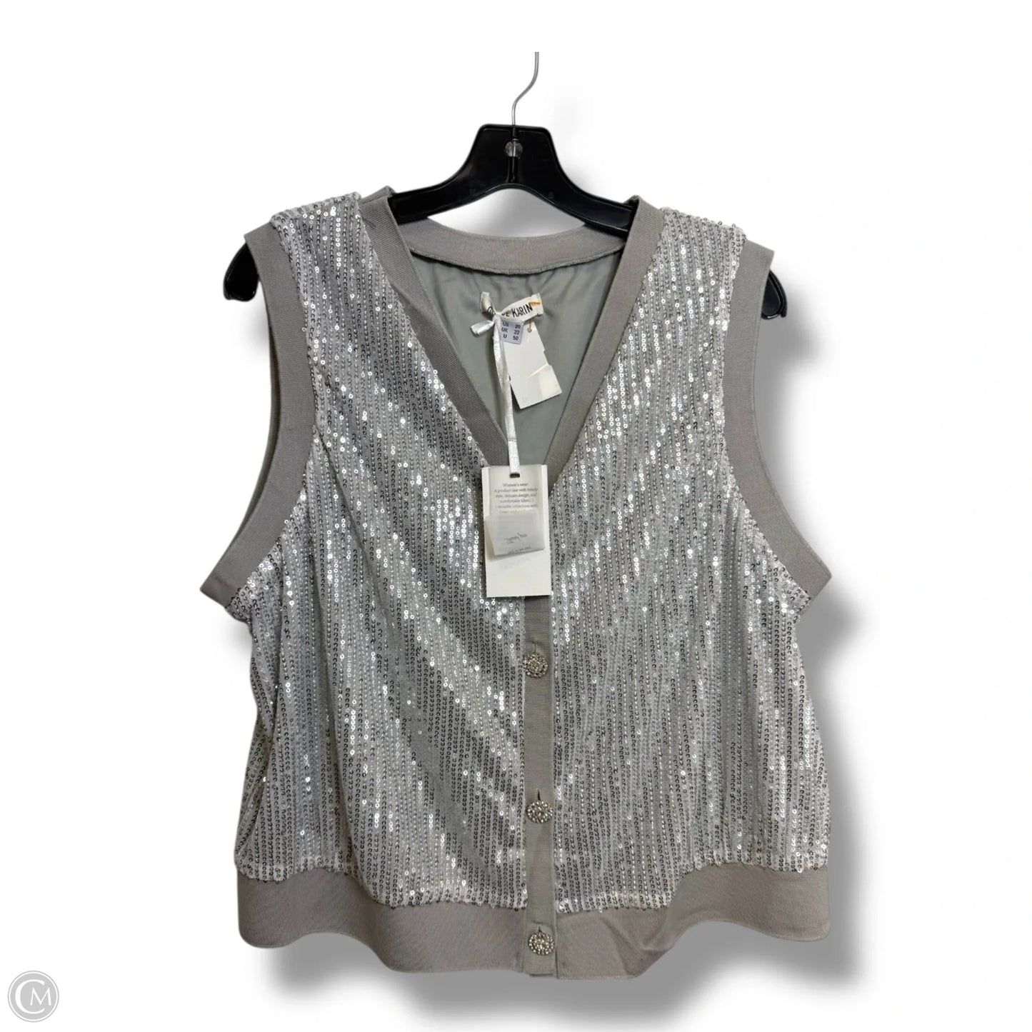 Top Sleeveless By Clothes Mentor In Silver, Size: Xl