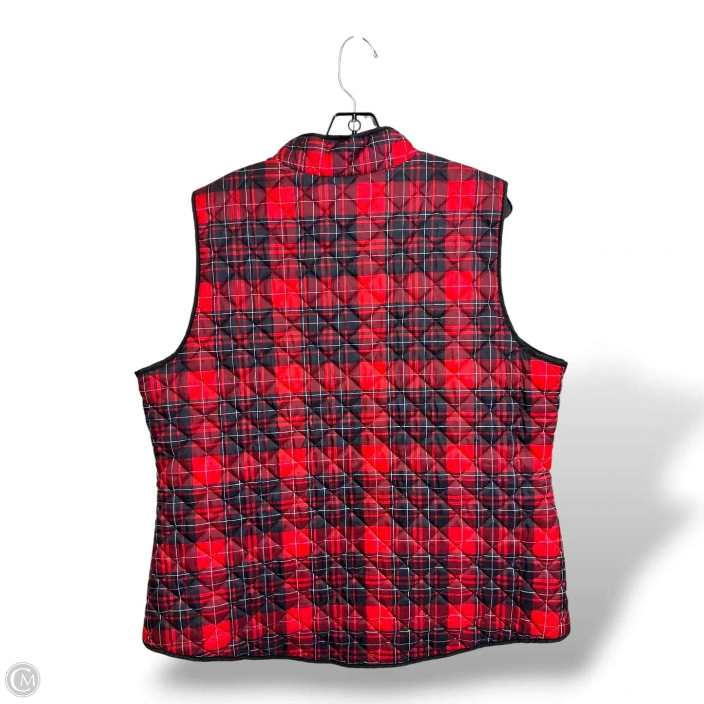 Vest Puffer & Quilted By Karen Scott In Plaid Pattern, Size: Xl
