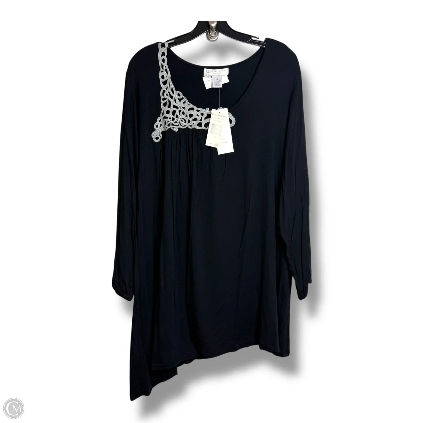 Top 3/4 Sleeve By Design History In Black, Size: 3x