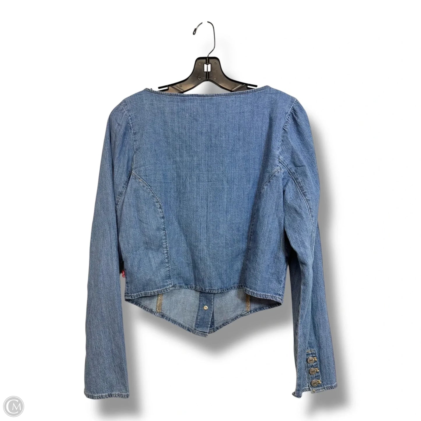 Top Long Sleeve By Levis In Blue Denim, Size: L